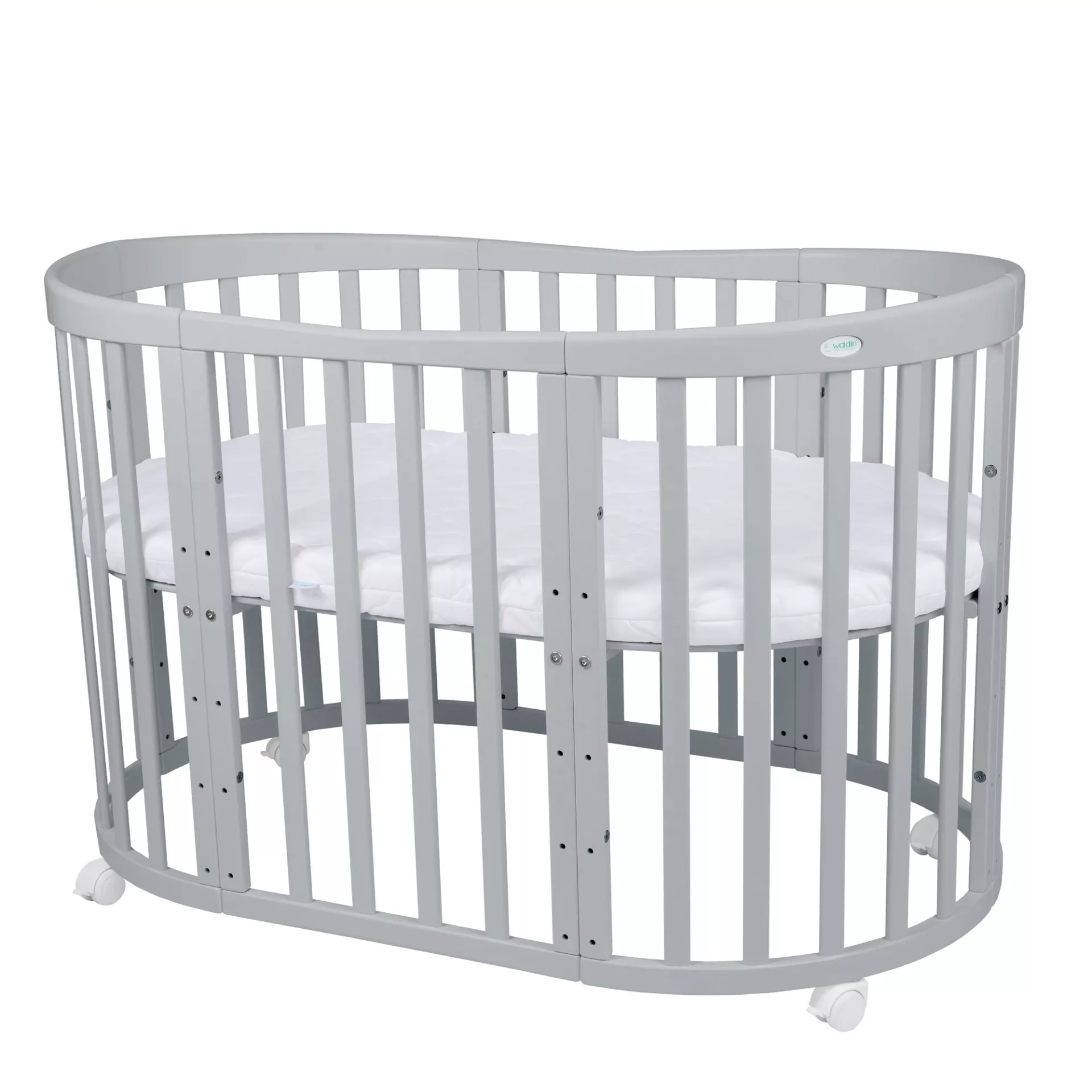 Waldin - owalne łóżeczko 7w1 | Grey Waldin - owalne łóżeczko 7w1 | Grey