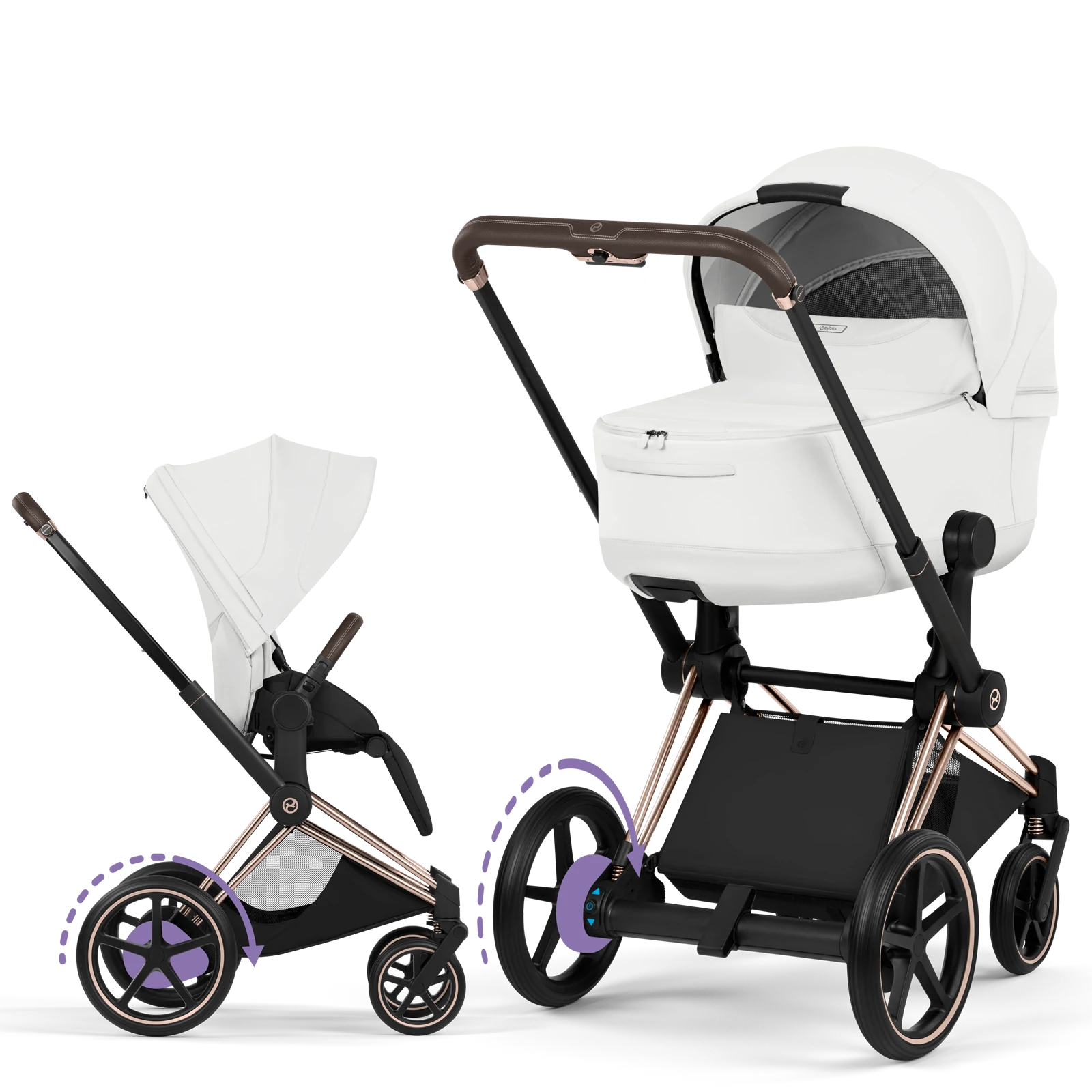 Cybex e-Priam 5.0 - wózek 2w1 | Off White - Rosegold (Style)