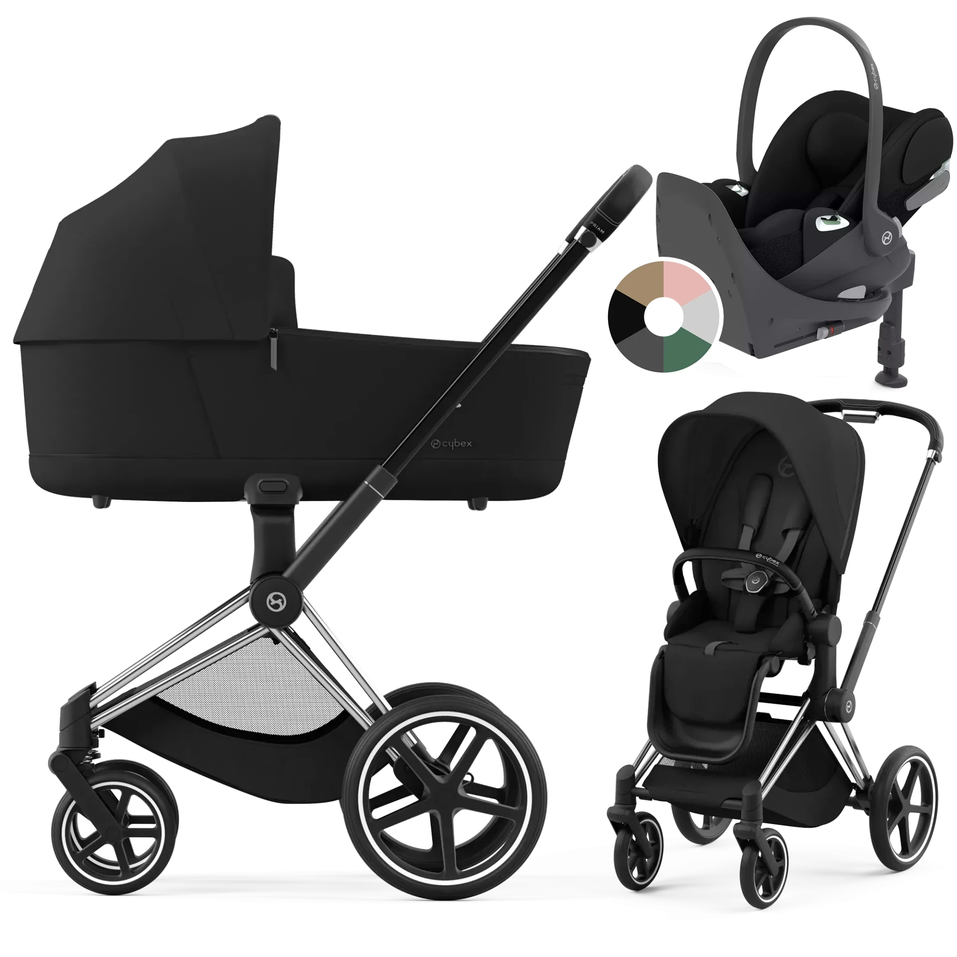 Cybex Priam 4.0 + Cybex Cloud T i-Size + baza T - 4w1 | Sepia Black (Chrome Black Frame)