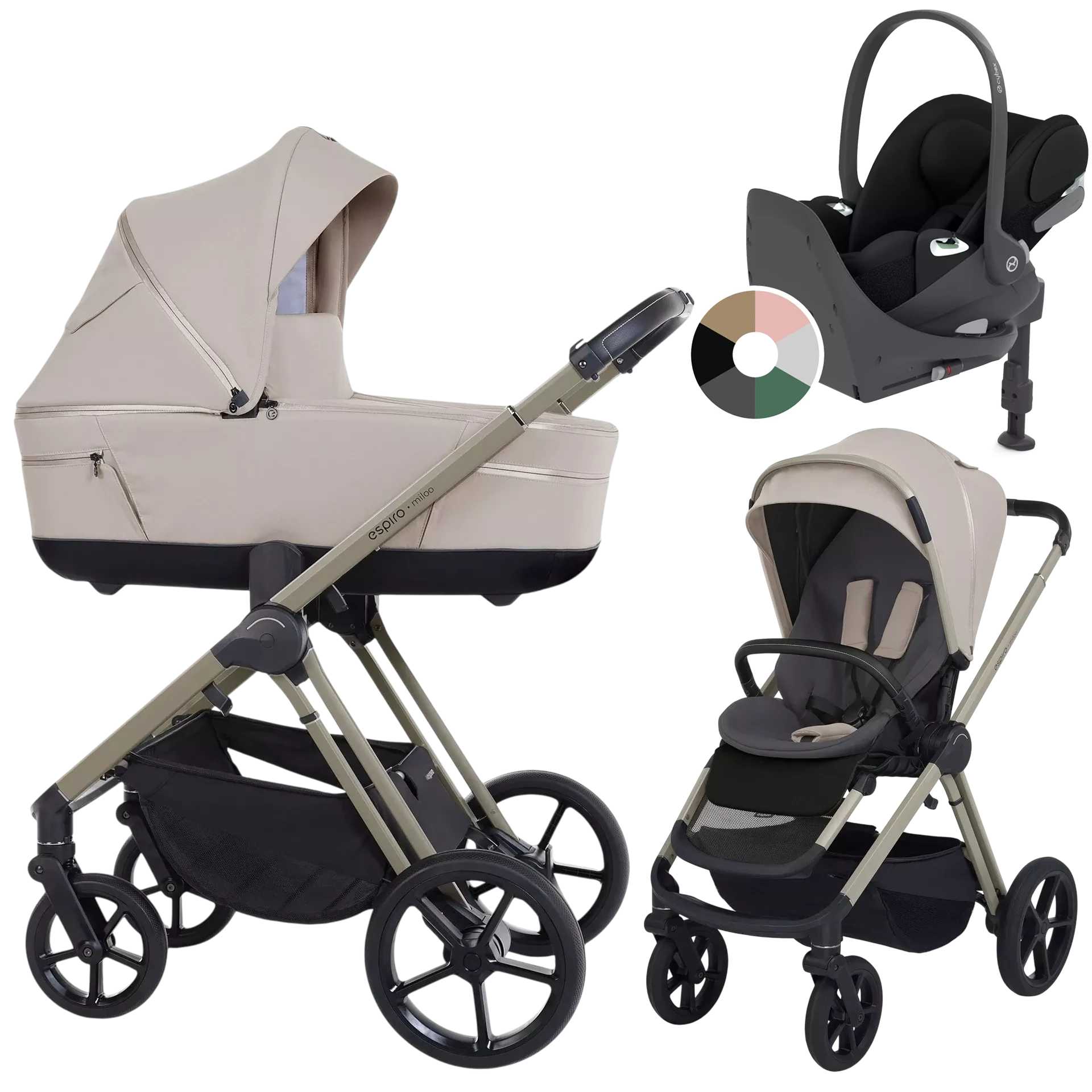 Espiro Miloo + Cybex Cloud T i-Size + baza T +GRATIS - 4w1 | 219 White Pearl