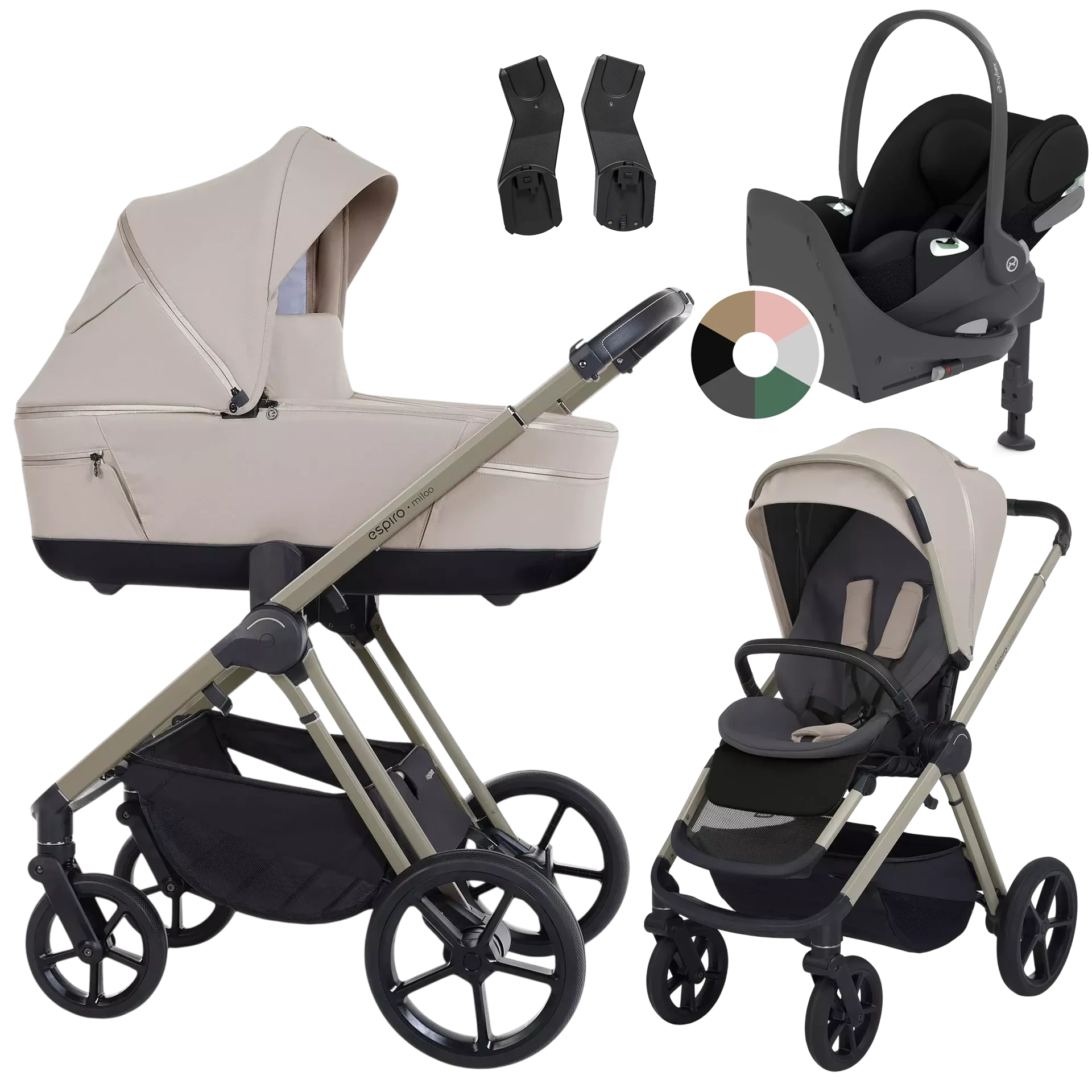 Espiro Miloo + Cybex Cloud T i-Size + baza T +GRATIS - 4w1 | 219 White Pearl