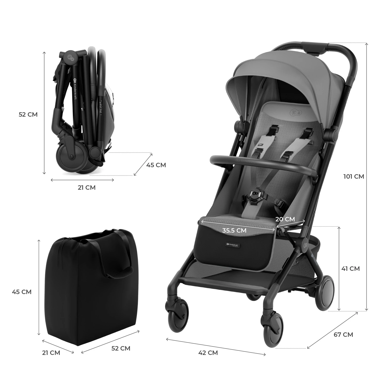 Kinderkraft Pilot 2 | Platinum Grey Kinderkraft Pilot 2 | Platinum Grey
