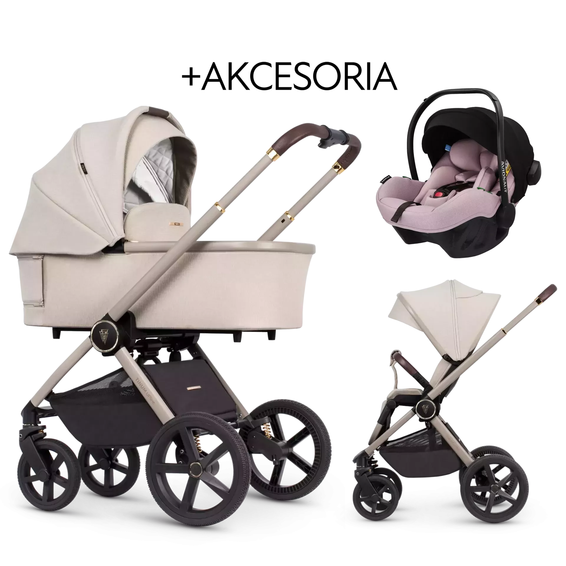 Venicci Tinum Upline + Avionaut Pixel Pro 2.0 C + AKCESORIA - 3w1 | Stone Beige
