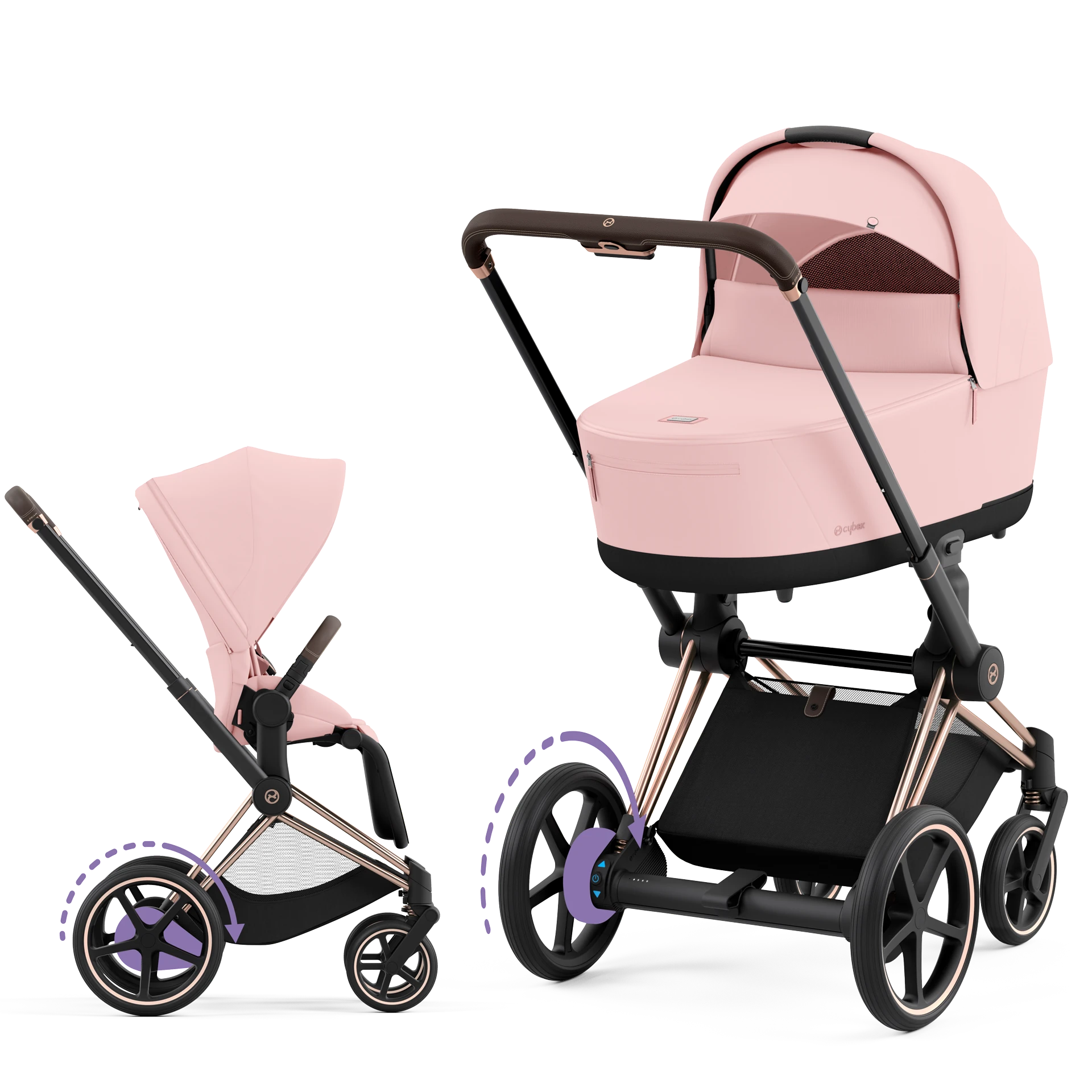 Cybex e-Priam 4.0 - 2w1 | Peach Pink (Rosegold Frame)