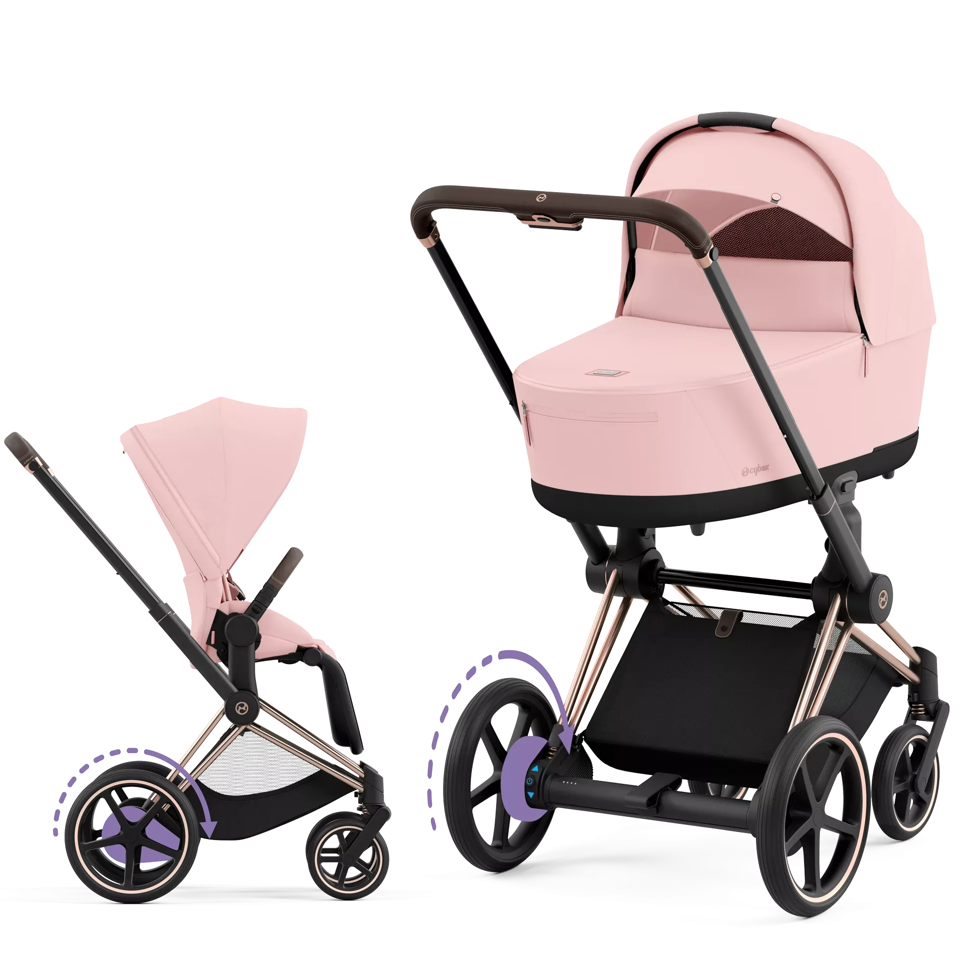 Cybex e-Priam 4.0 - 2w1 | Peach Pink (Rosegold Frame)