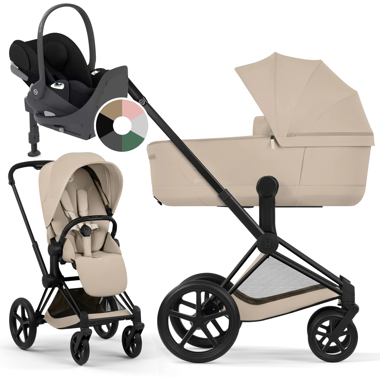 Cybex Priam 5.0 - wózek 4w1 | Cozy Beige - Matt Black (Comfort)