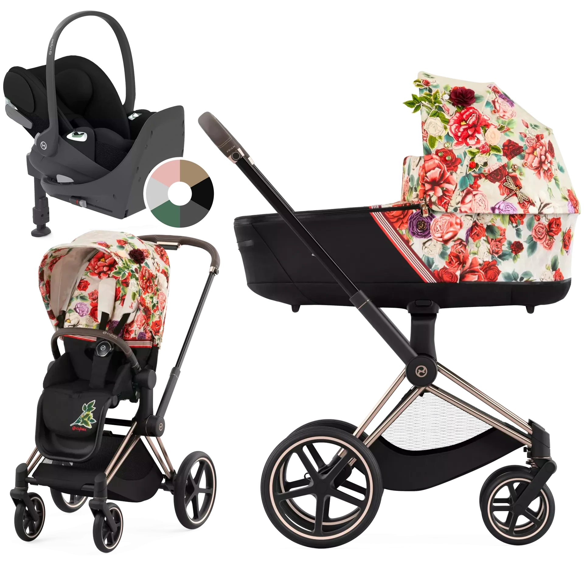 Cybex Priam 4.0 + Cybex Cloud T i-Size + baza T - 4w1 | Spring Blossom Light - Fashion Collection