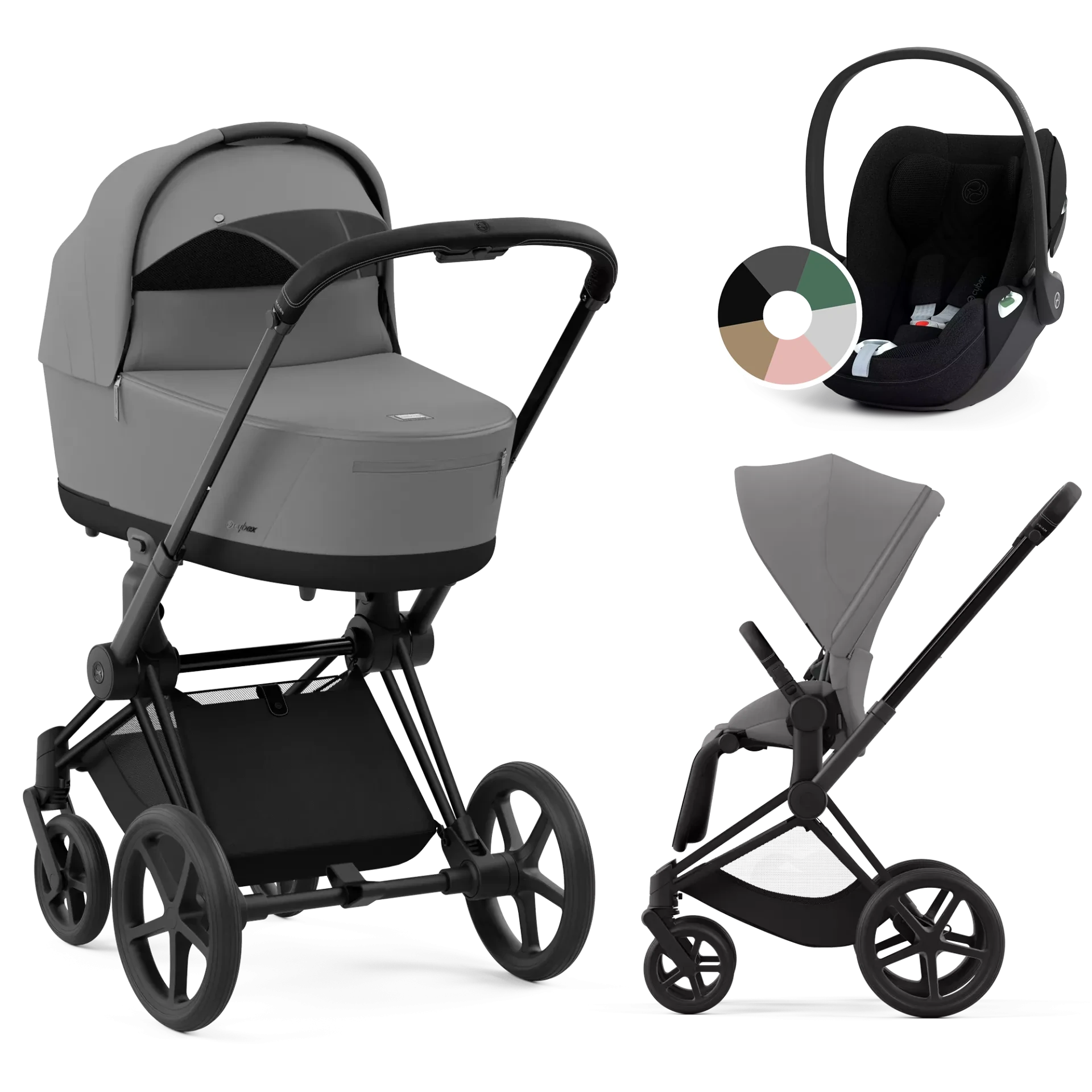 Cybex Priam 4.0 + Cybex Cloud T i-Size - 3w1 | Mirage Grey (Matt Black Frame)