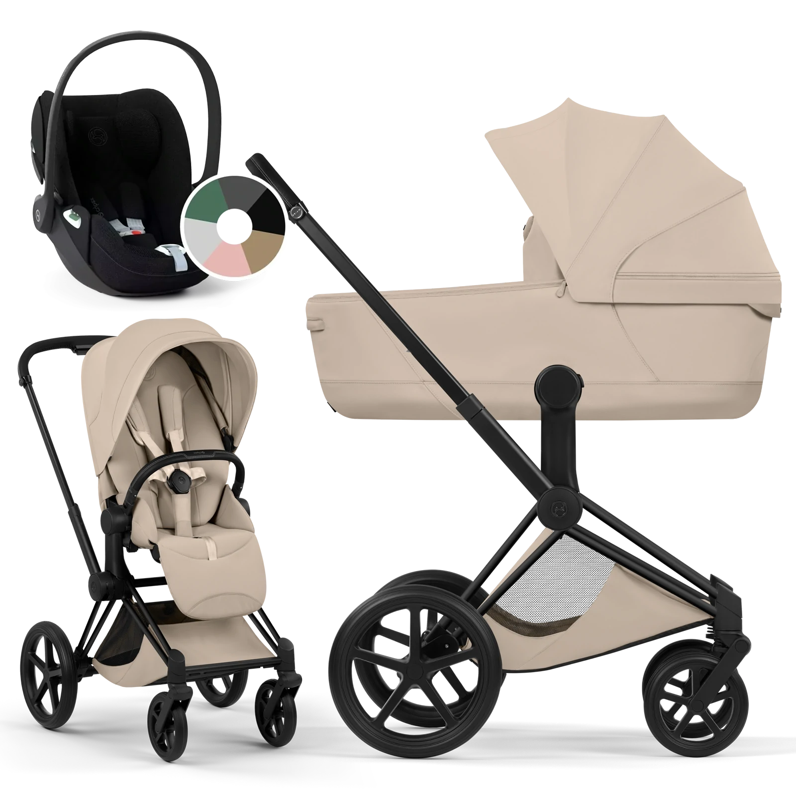 Cybex Priam 5.0 - wózek 3w1 | Cozy Beige - Matt Black (Style)