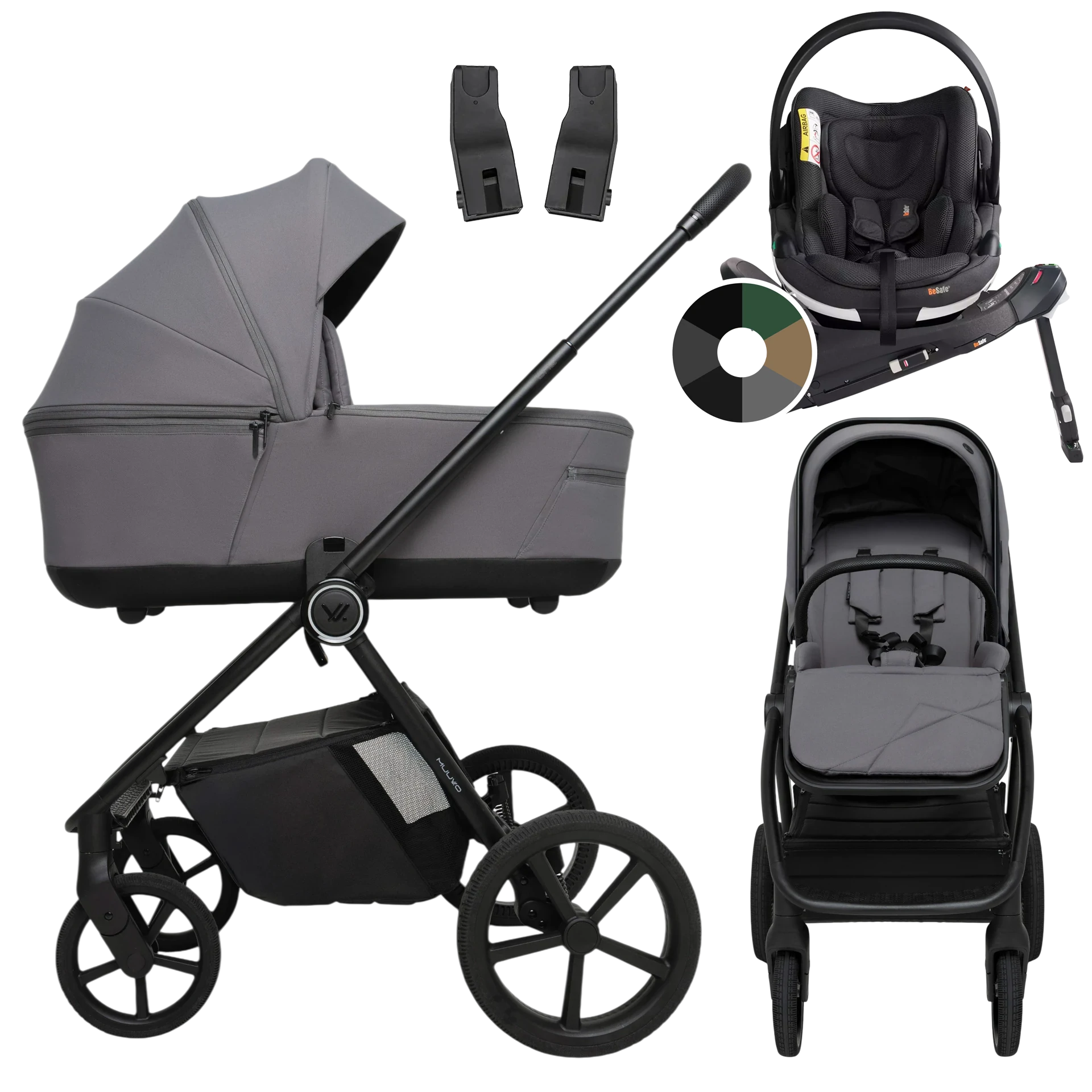 Muuvo One + BeSafe Go Beyond + baza Beyond +GRATIS - 4w1 | Gris