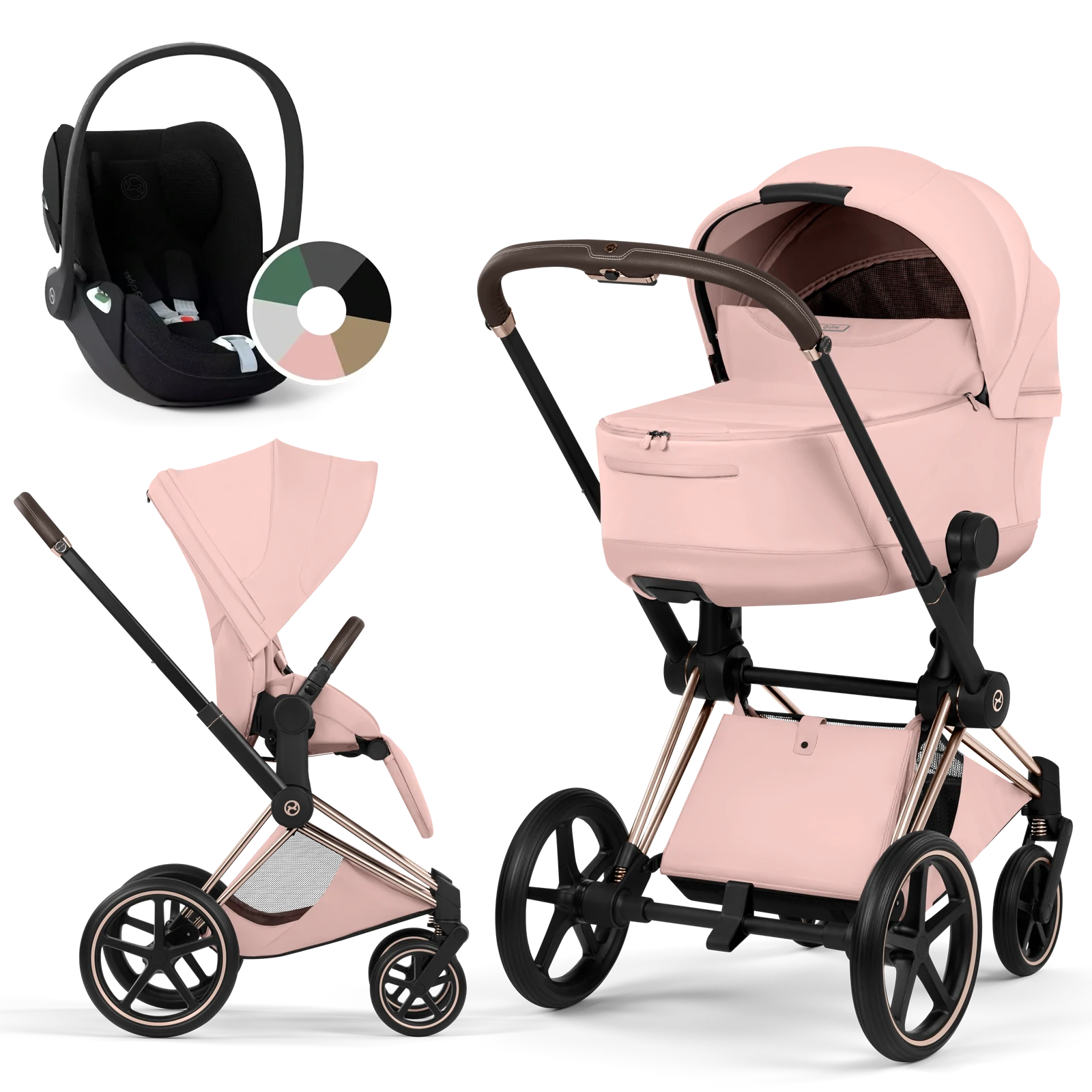 Cybex Priam 5.0 - wózek 3w1 | Peach Pink - Rosegold (Style)