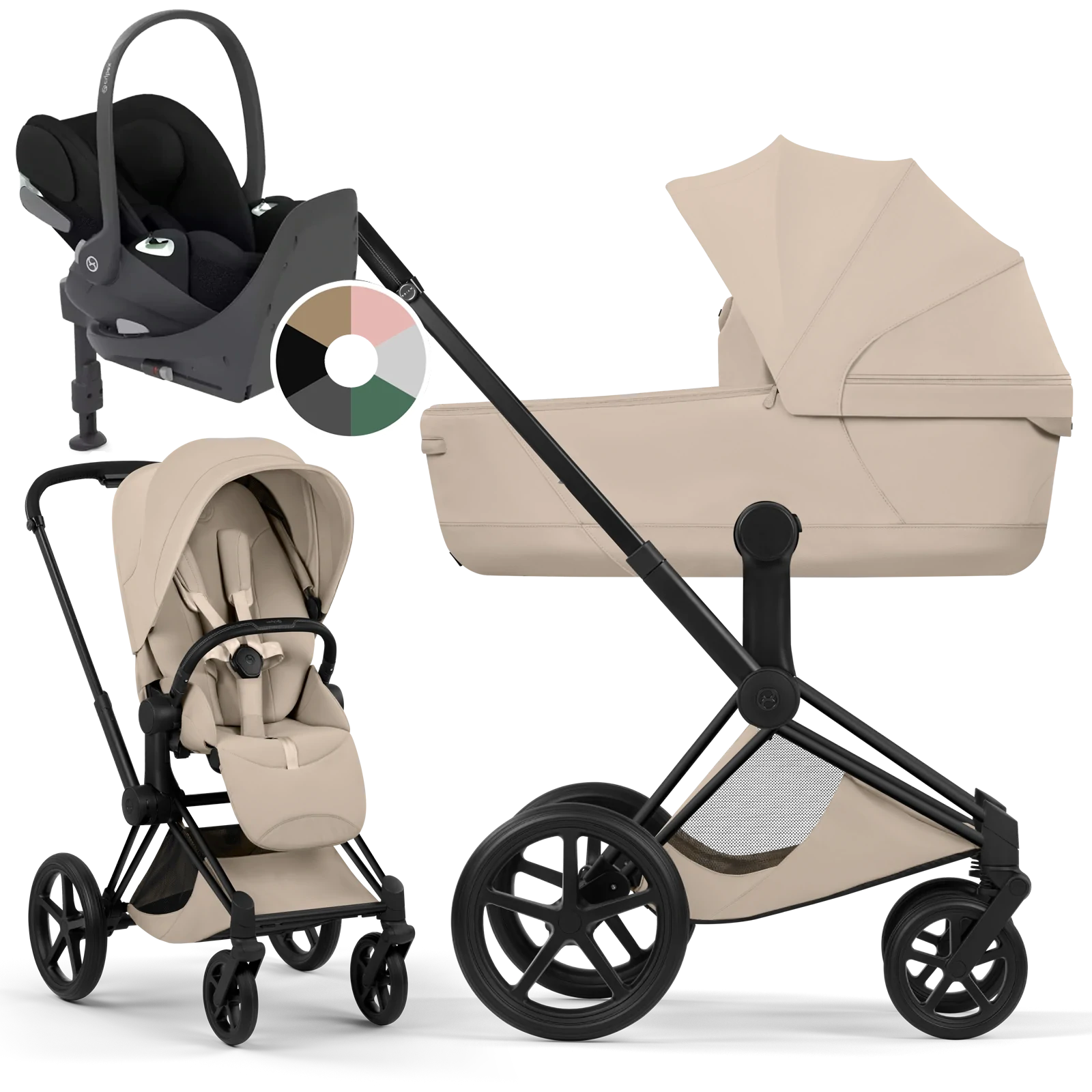 Cybex Priam 5.0 - wózek 4w1 | Cozy Beige - Matt Black (Style)