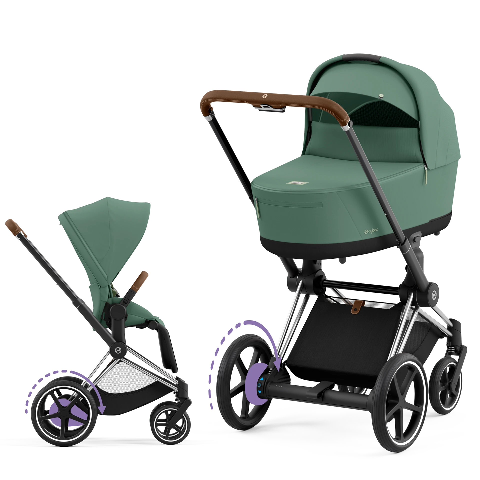 Cybex e-Priam 4.0 - 2w1 | Leaf Green (Chrome Brown Frame)