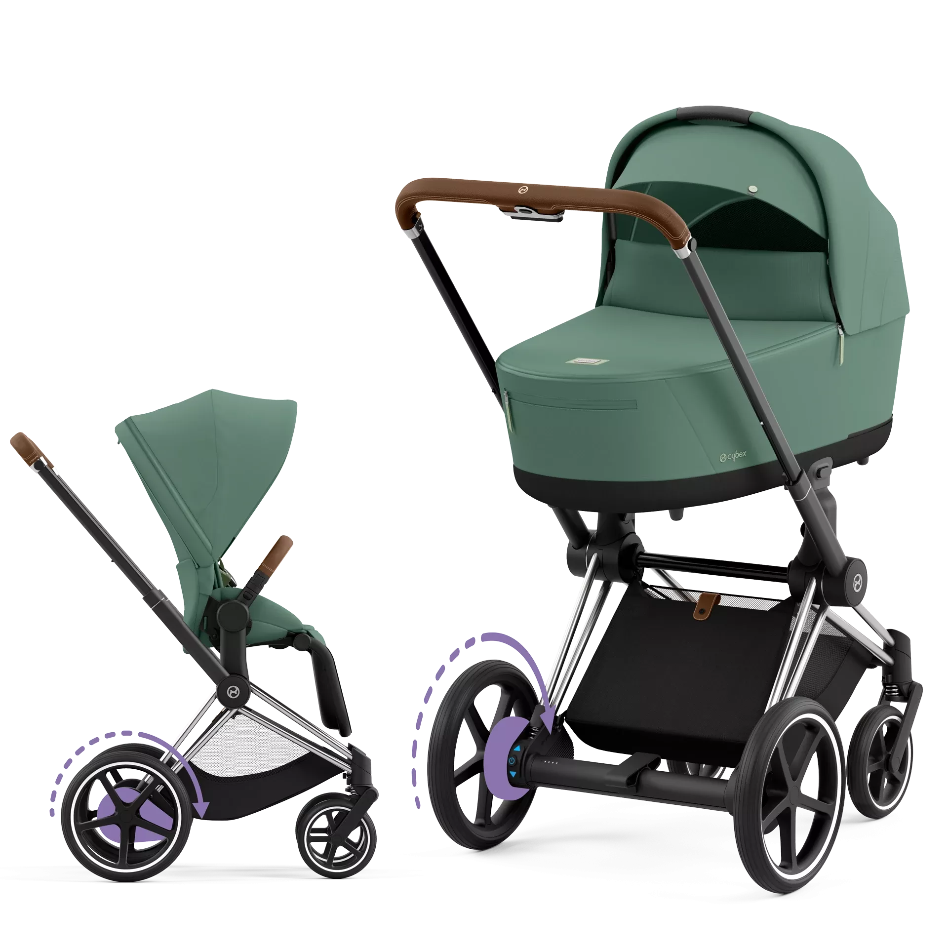 Cybex e-Priam 4.0 - 2w1 | Leaf Green (Chrome Brown Frame)