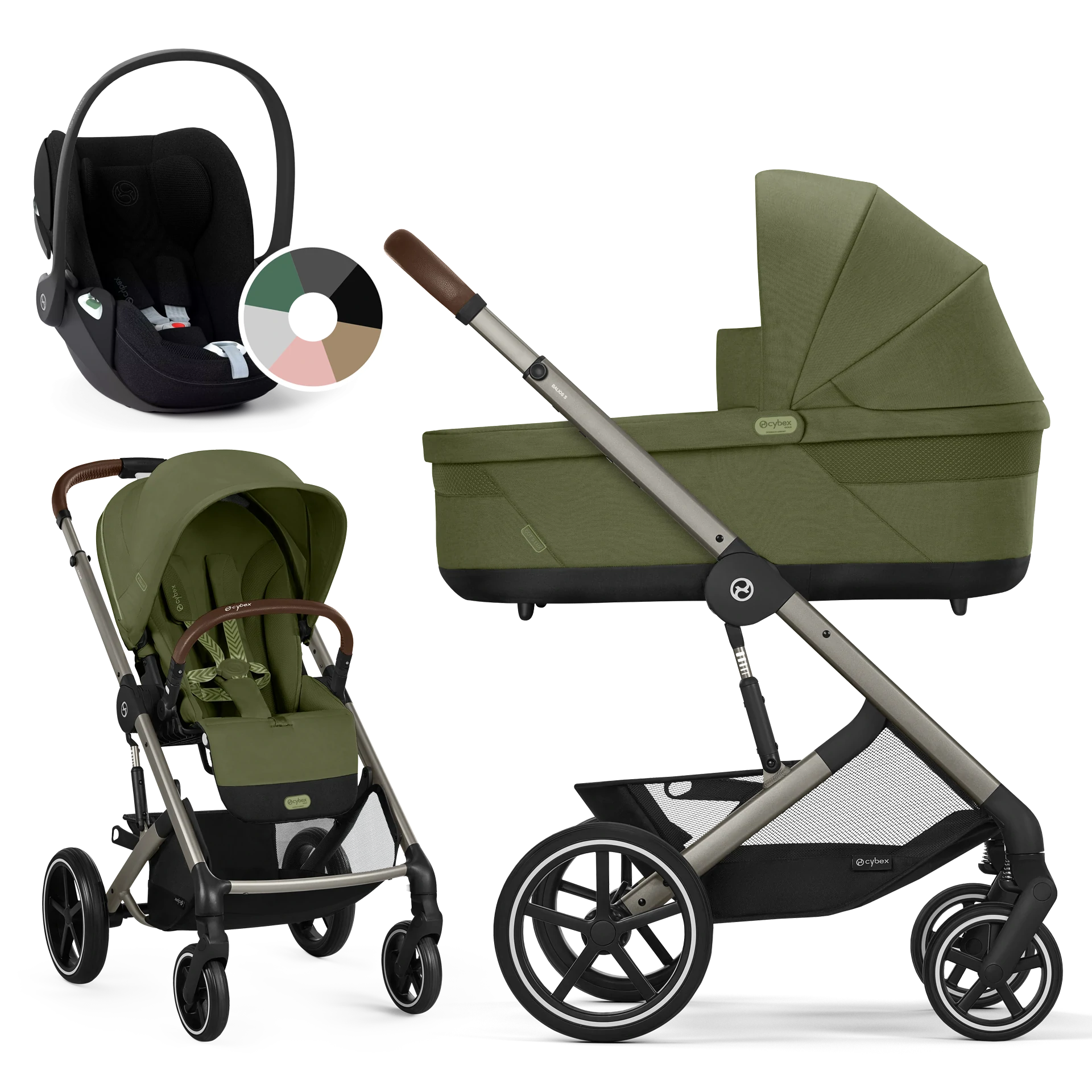 Cybex Balios S Lux + Cybex Cloud T i-Size - wózek 3w1 | Moss Green