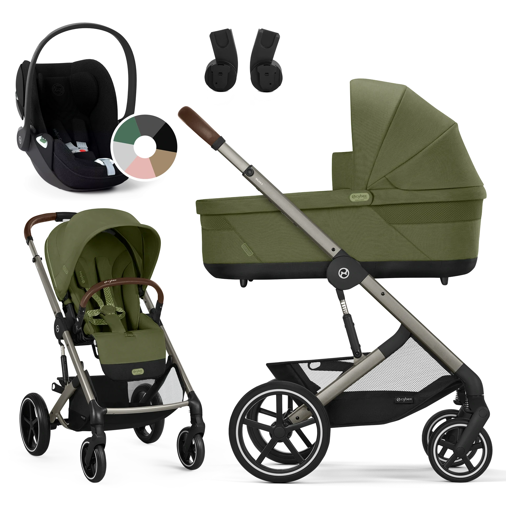 Cybex Balios S Lux + Cybex Cloud T i-Size - wózek 3w1 | Moss Green