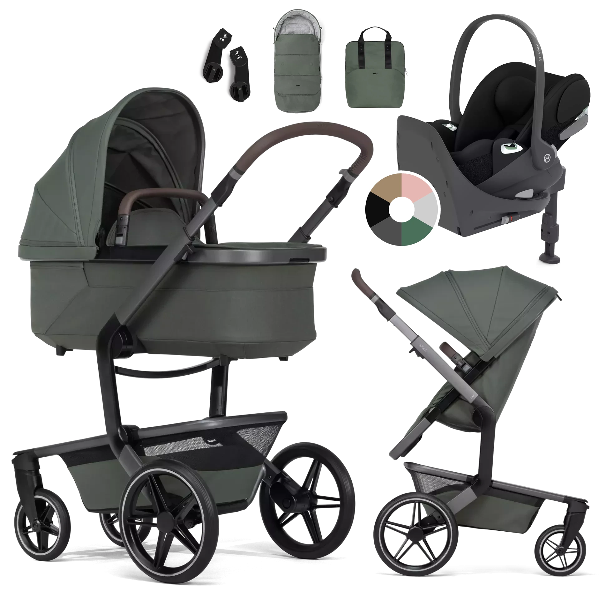 Joolz Day5 + Cybex Cloud T i-Size + baza T +GRATISY - 4w1 | Forest Green