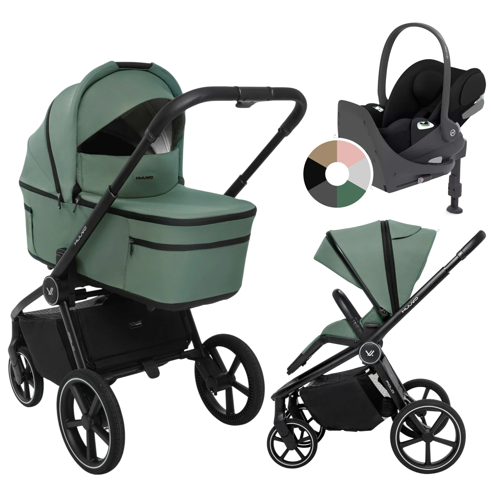 Muuvo Fold + Cybex Cloud T + baza T + GRATIS - 4w1 | Pine Green