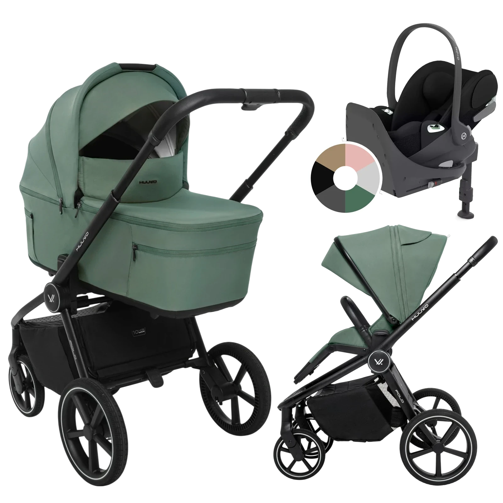 Muuvo Fold + Cybex Cloud T + baza T + GRATIS - 4w1 | Pine Green