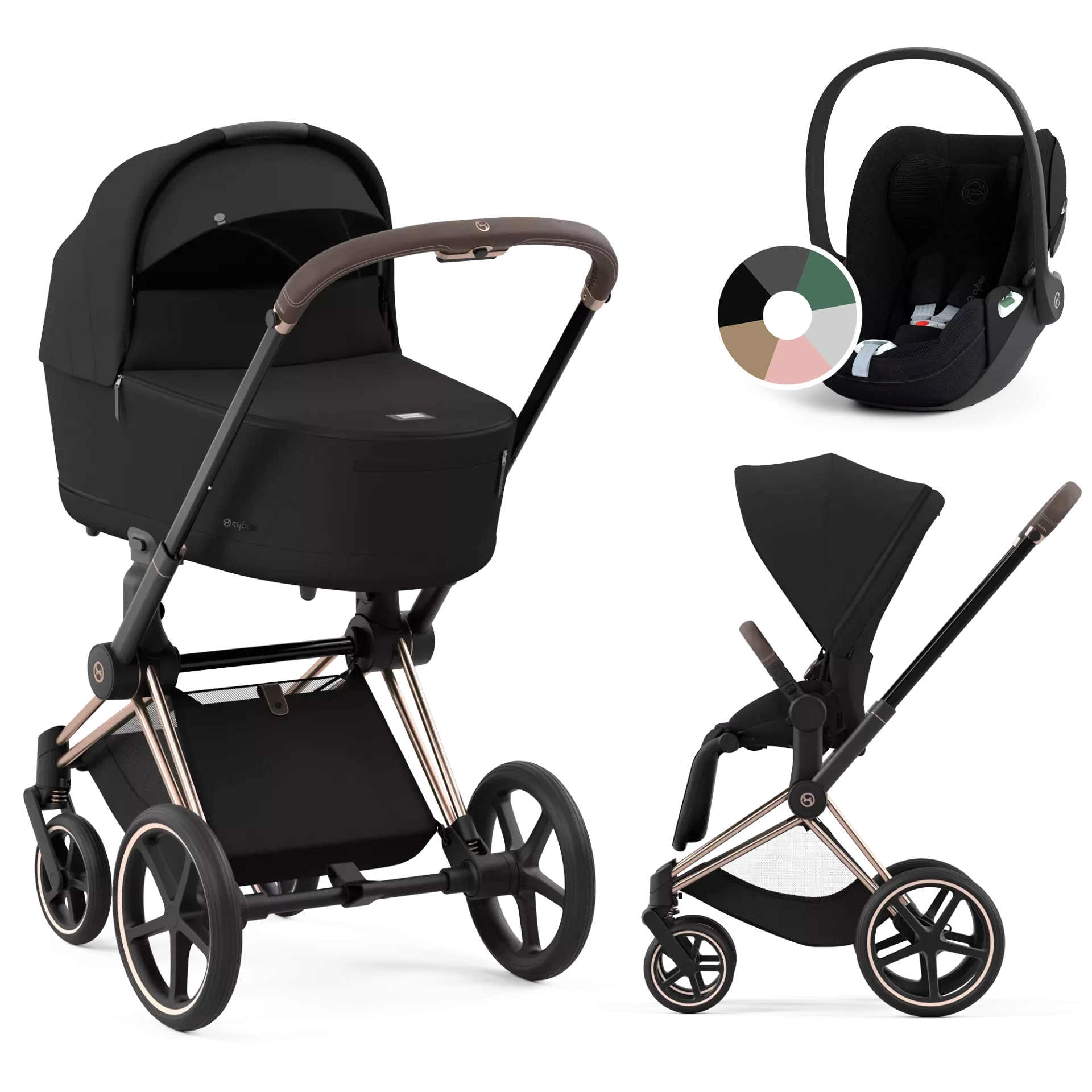 Cybex Priam 4.0 + Cybex Cloud T i-Size - 3w1 | Sepia Black (Rosegold Frame)