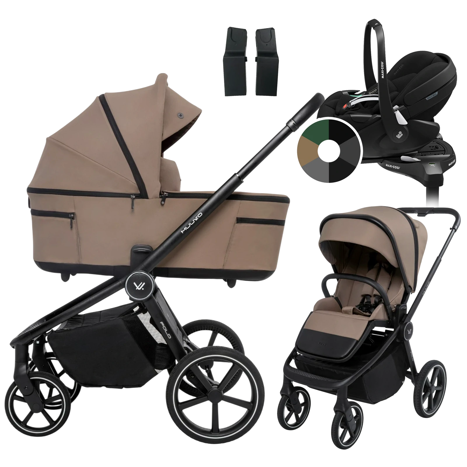 Muuvo Fold + Maxi-Cosi Pebble 360 Pro2 + baza + GRATIS - 4w1 | Mokka