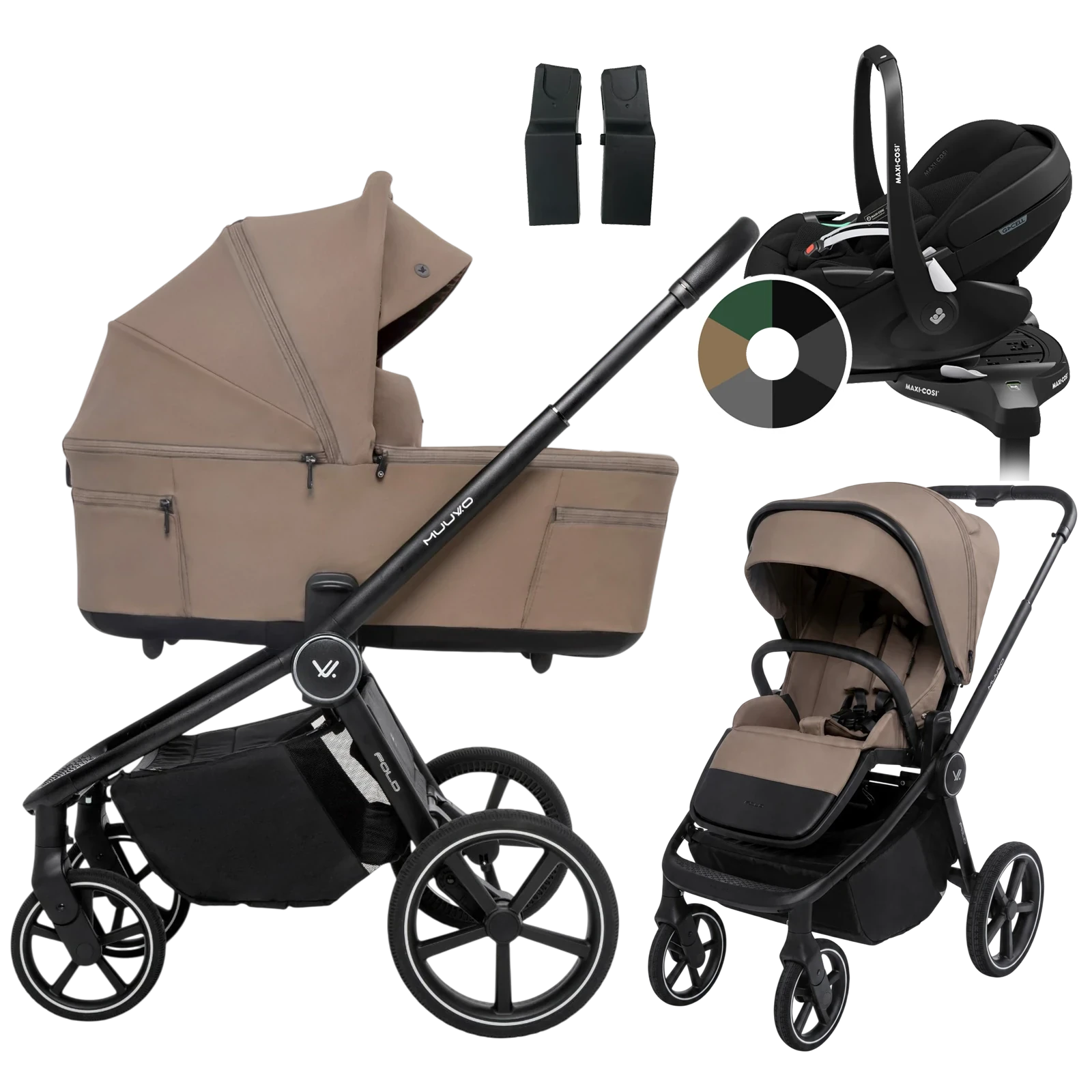 Muuvo Fold + Maxi-Cosi Pebble 360 Pro2 + baza + GRATIS - 4w1 | Mokka