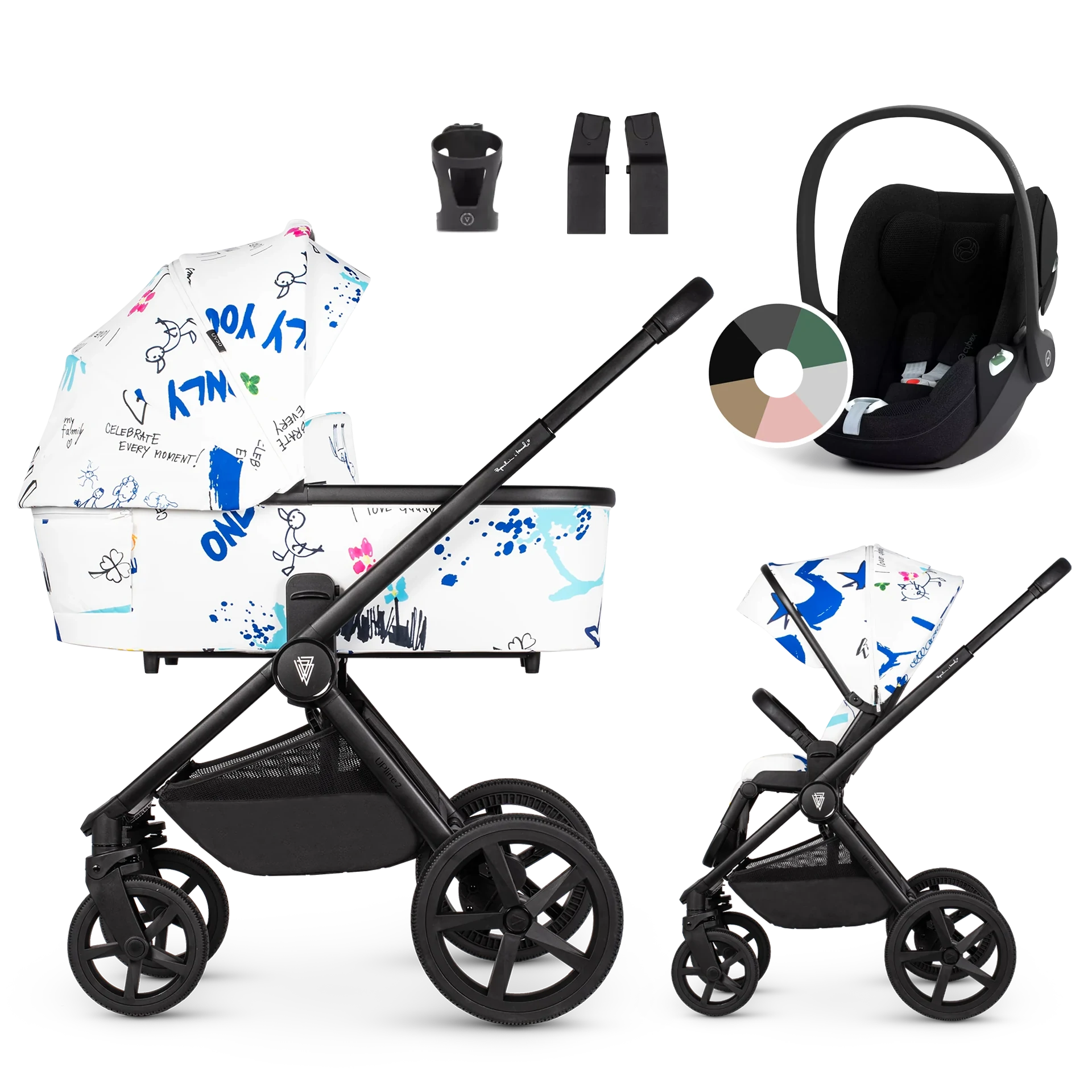 Venicci Upline 2 + Cybex Cloud T i-Size - wózek 3w1 | White