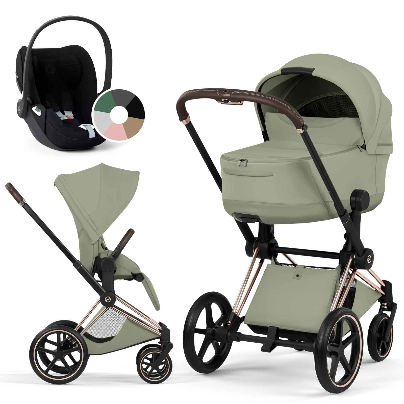 Cybex Priam 5.0 - wózek 3w1 | Sage Green - Rosegold (Style)