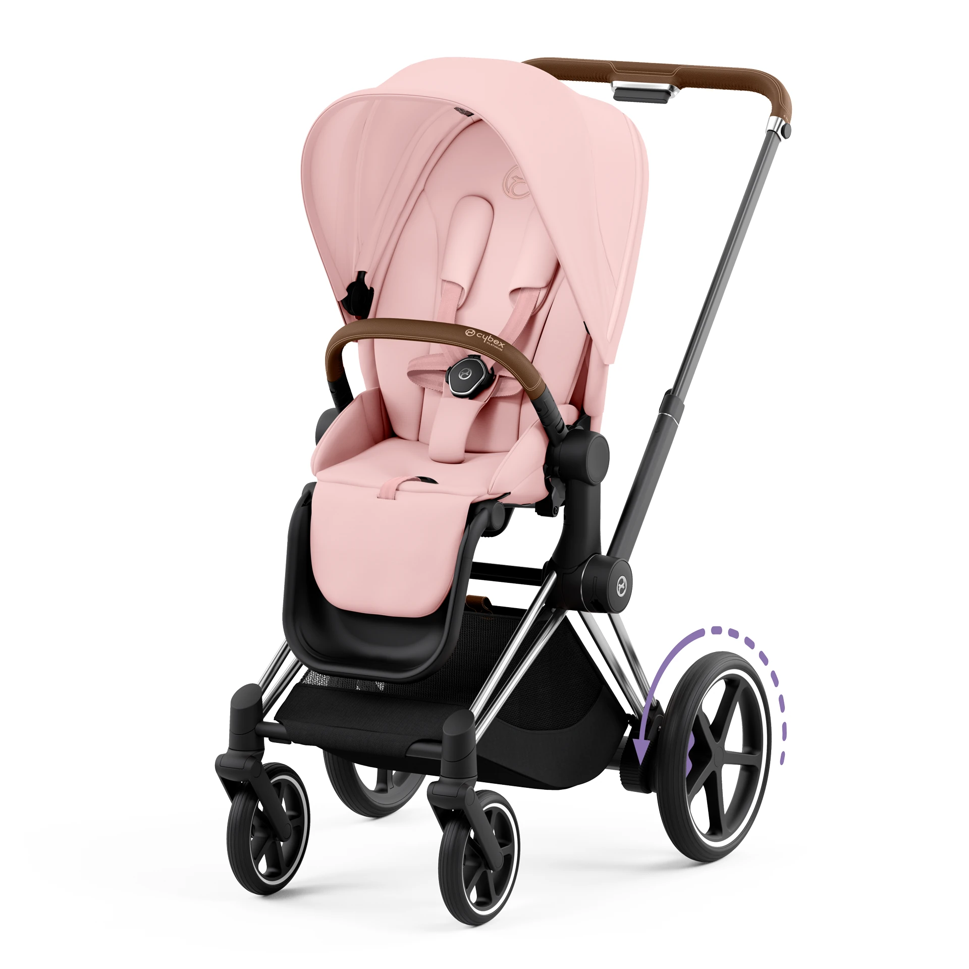Cybex e-Priam 4.0 - 2w1 | Peach Pink (Chrome Brown Frame) Cybex e-Priam 4.0 - 2w1 | Peach Pink (Chrome Brown Frame)