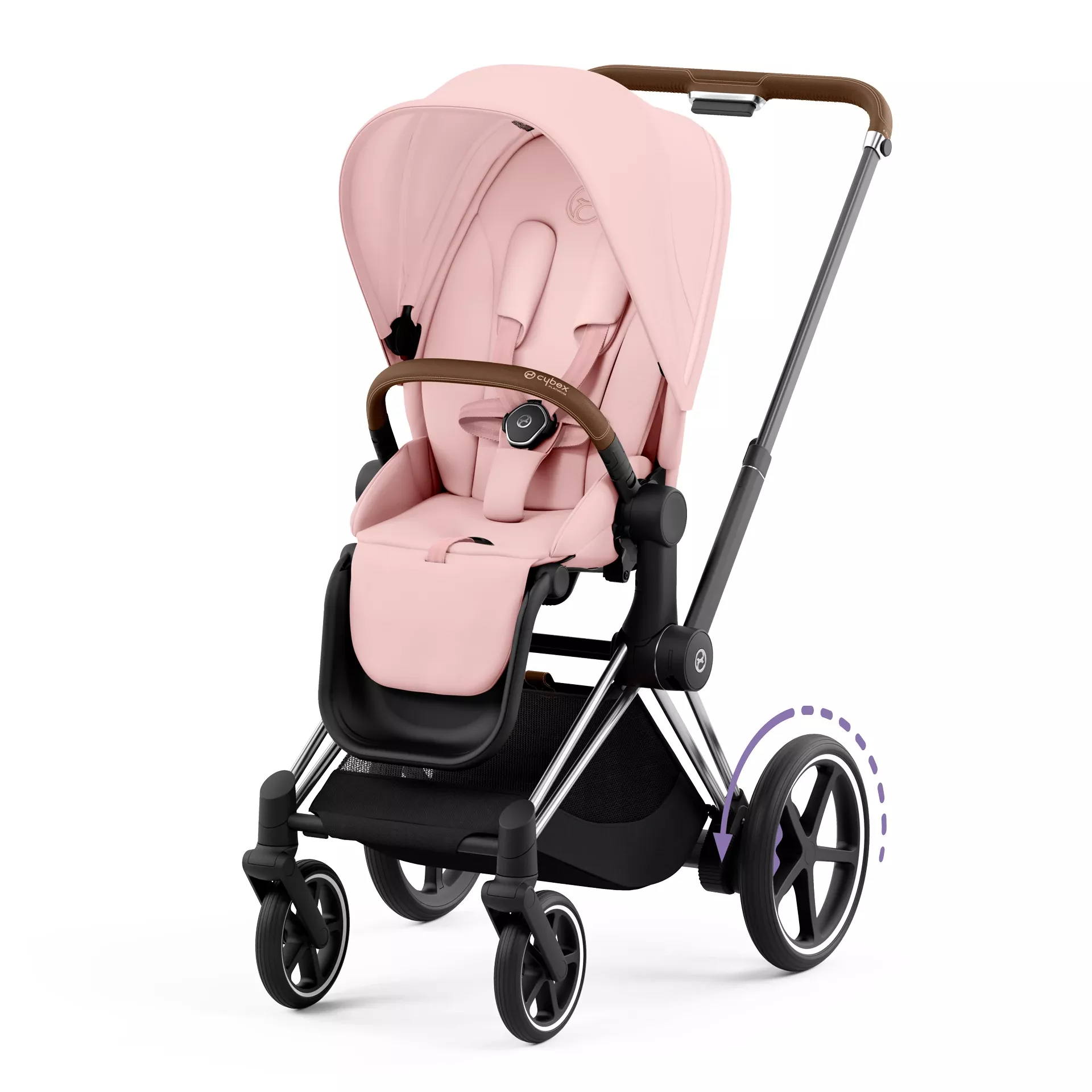Cybex e-Priam 4.0 - 2w1 | Peach Pink (Chrome Brown Frame) Cybex e-Priam 4.0 - 2w1 | Peach Pink (Chrome Brown Frame)