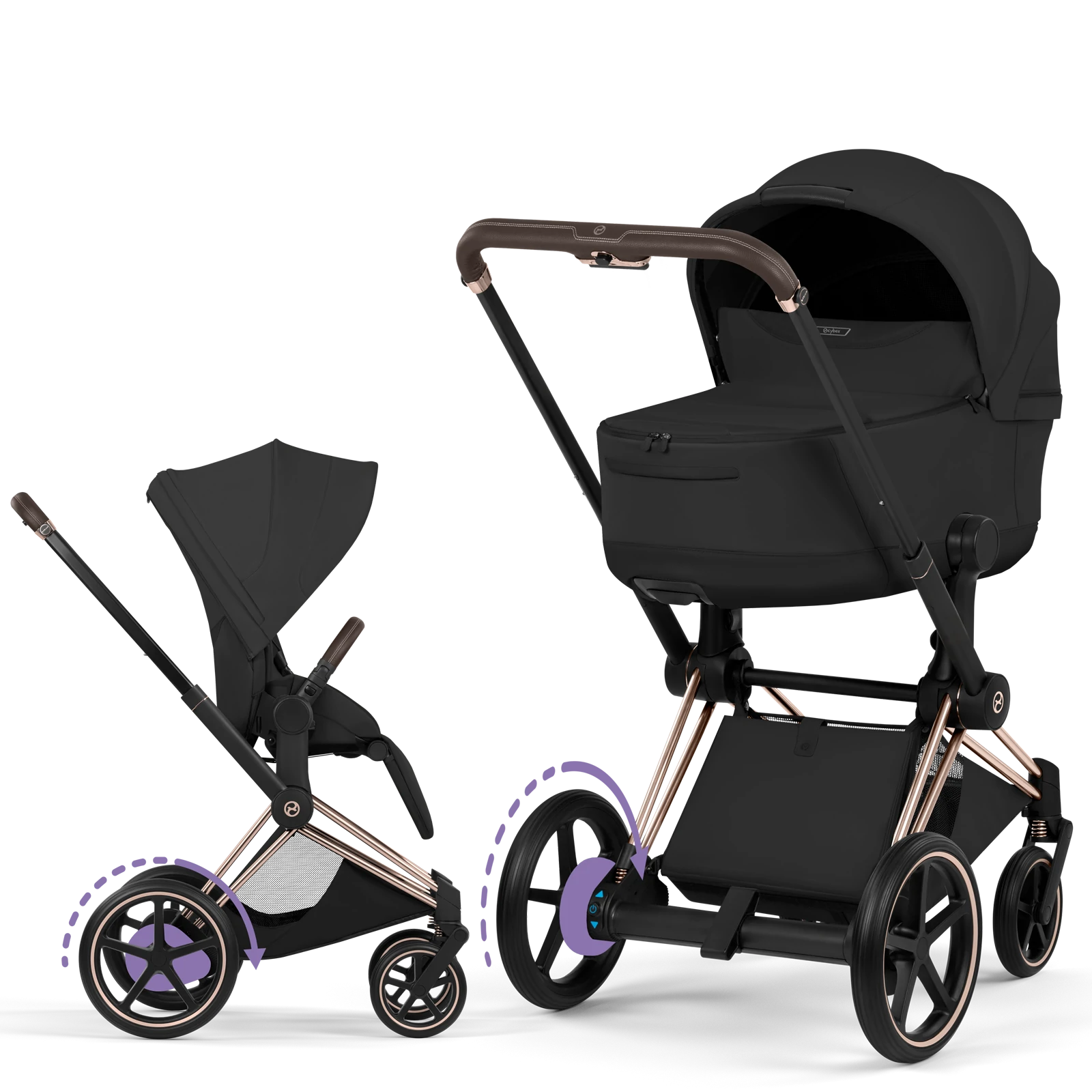 Cybex e-Priam 5.0 - wózek 2w1 | Sepia Black - Rosegold (Style)