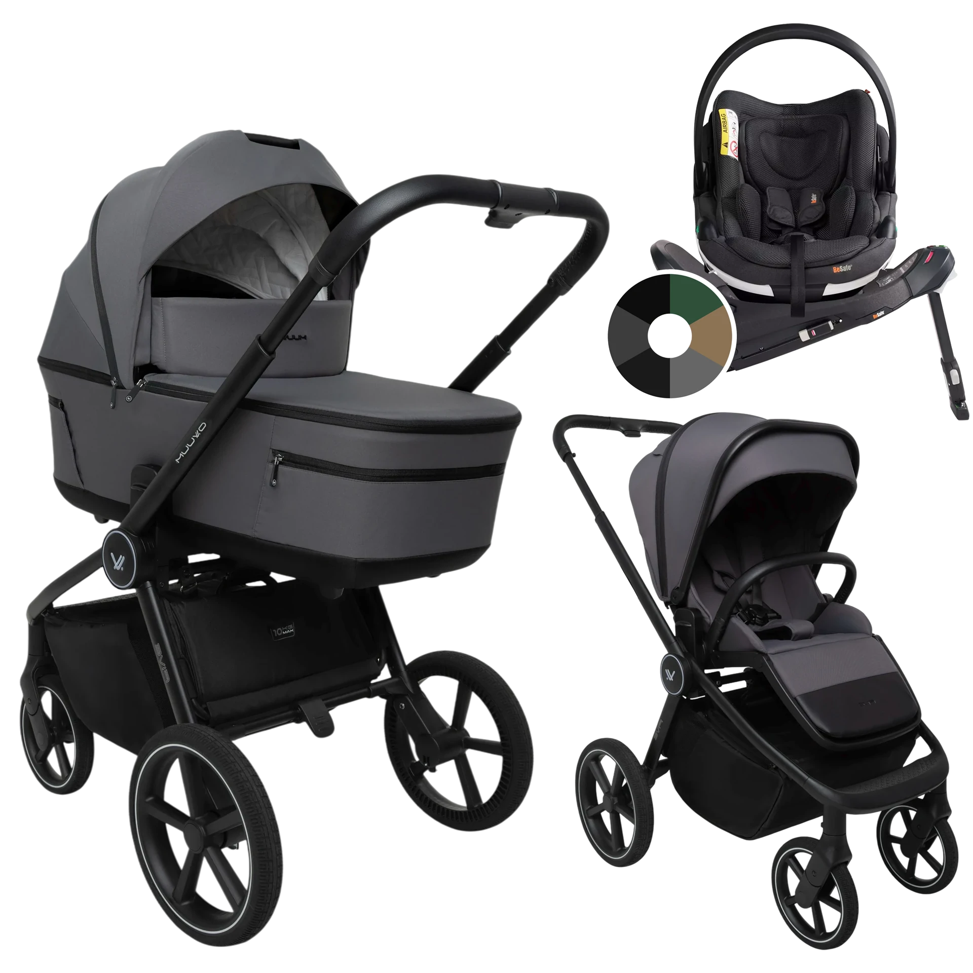 Muuvo Five + BeSafe Go Beyond + baza Beyond +GRATIS - 4w1 | Iron Graphite