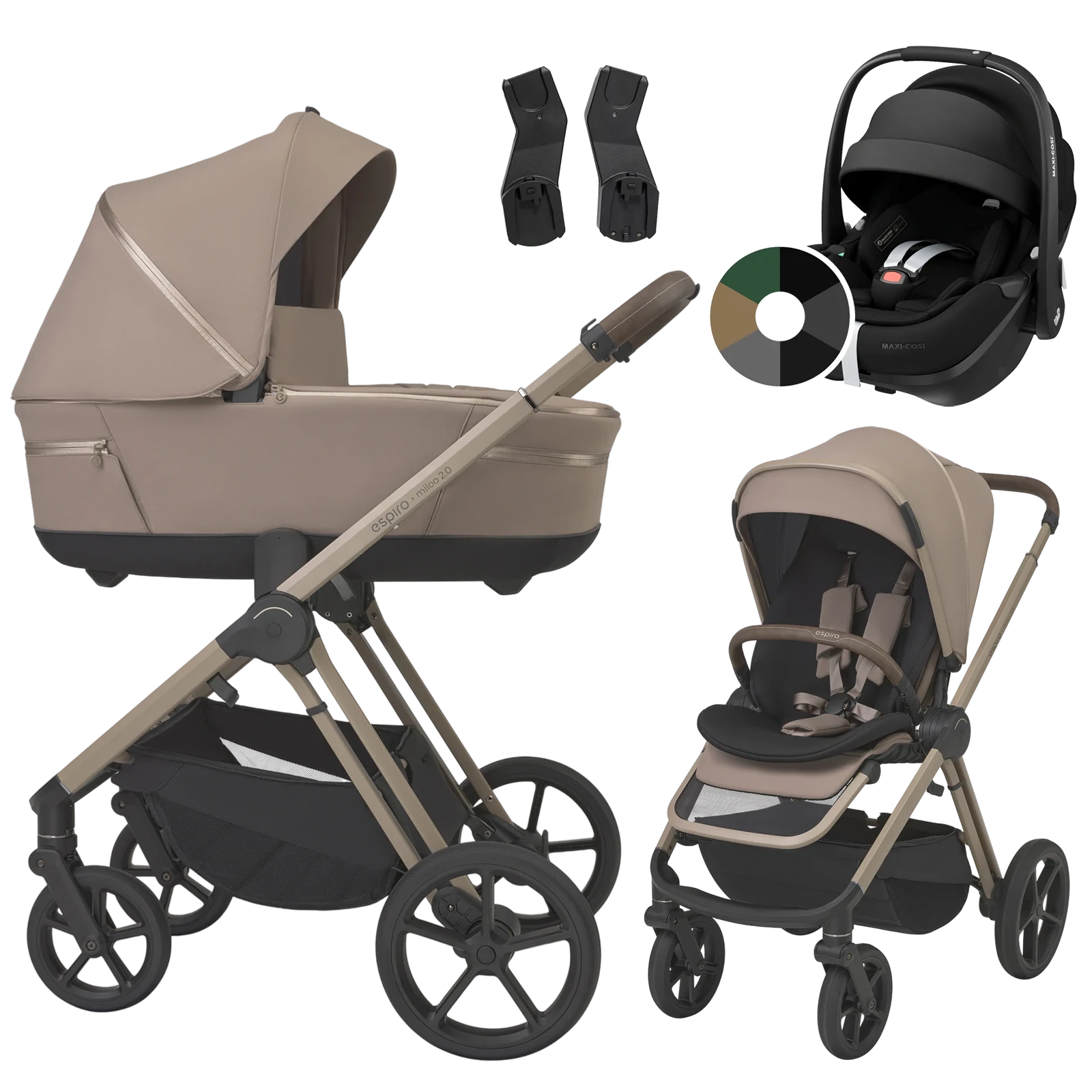 Espiro Miloo 2.0 + Maxi-Cosi Pebble 360 Pro2 +GRATIS - 3w1 | 319 Perfect Beige