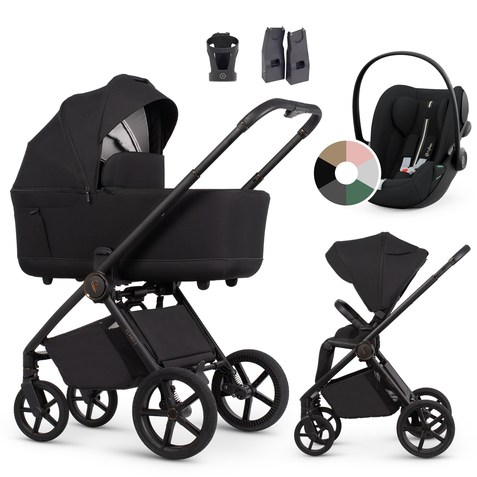 Venicci Claro 2 + Cybex Cloud G3 i-Size + AKCESORIA - 3w1 | Noir