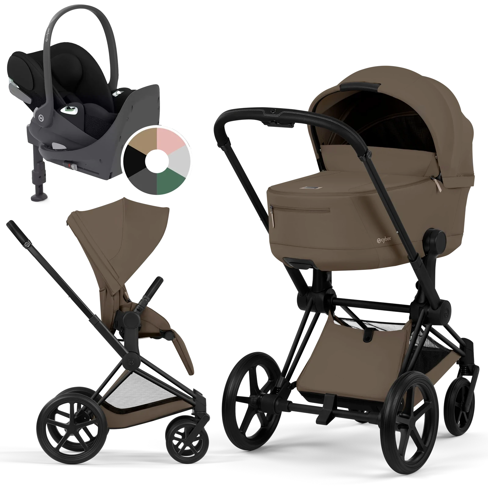 Cybex Priam 5.0 - wózek 4w1 | Coconut Brown - Matt Black (Comfort)