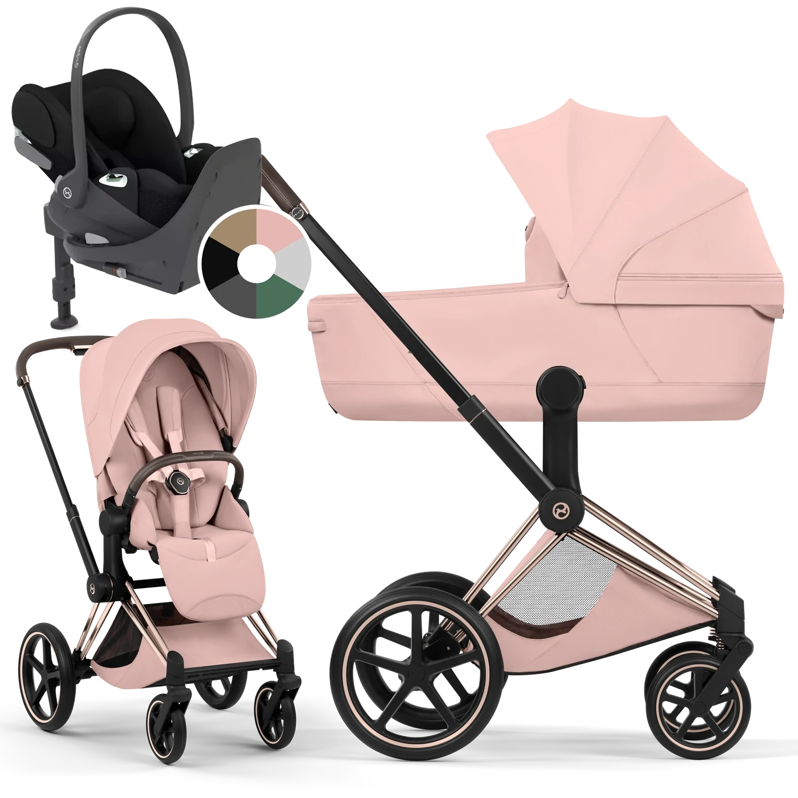Cybex Priam 5.0 - wózek 4w1 | Peach Pink - Rosegold (Style)