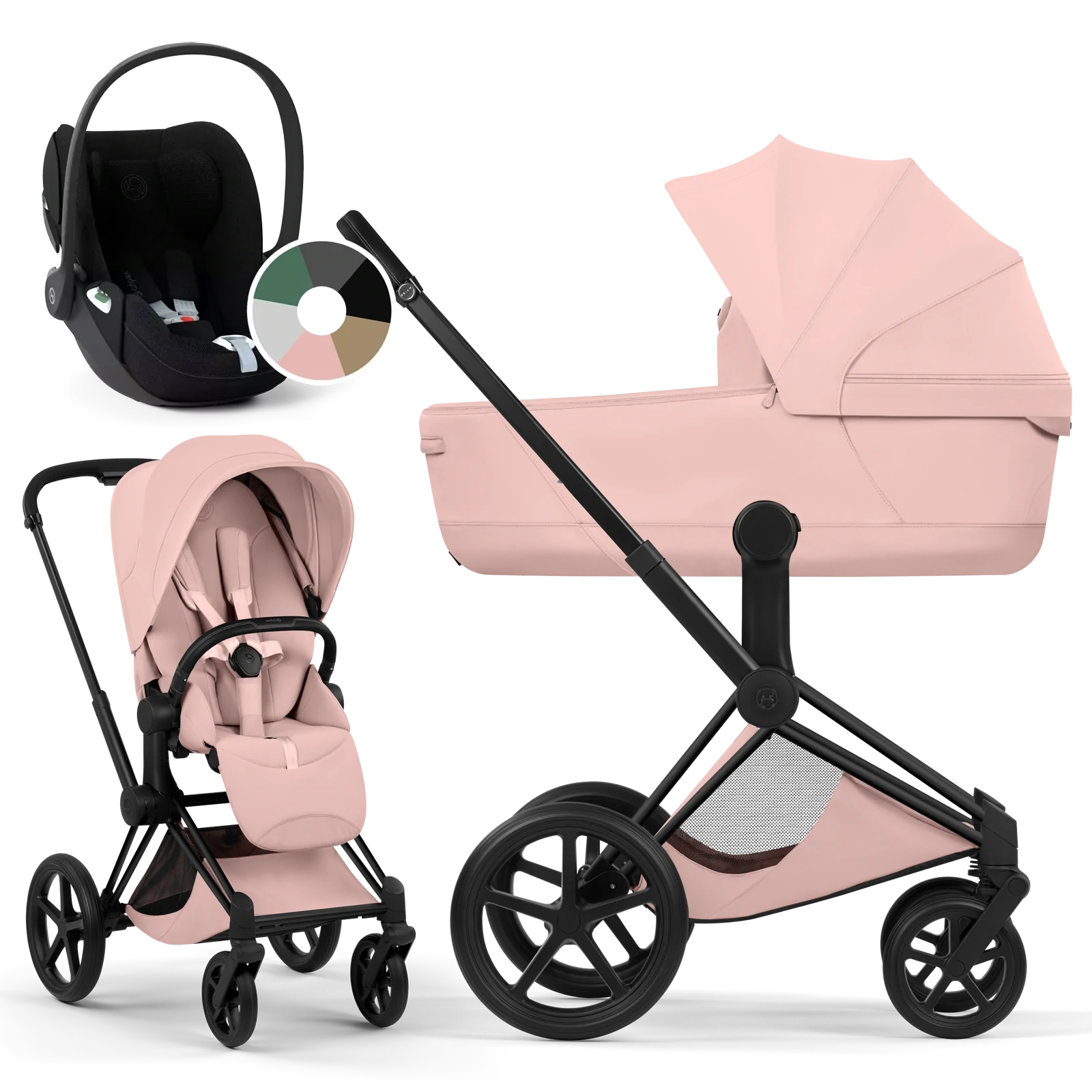 Cybex Priam 5.0 - wózek 3w1 | Peach Pink - Matt Black (Style)