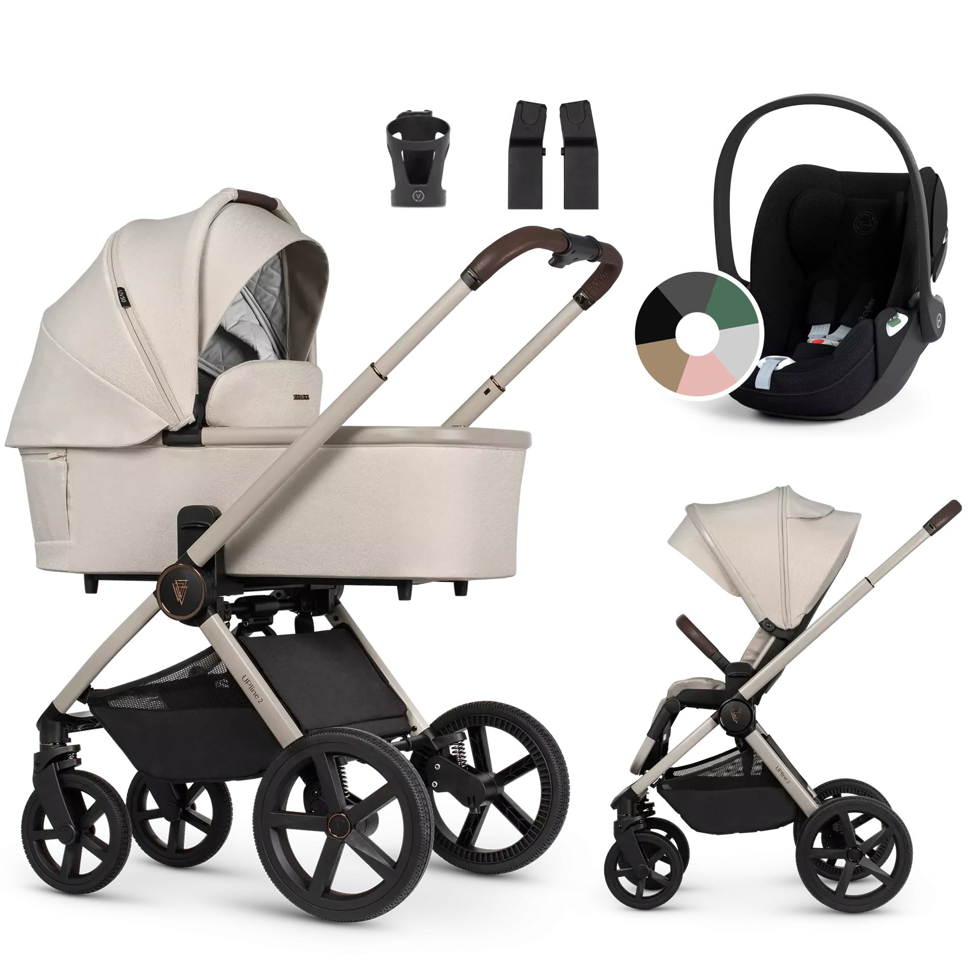 Venicci Upline 2 + Cybex Cloud T i-Size - wózek 3w1 | Stone Beige