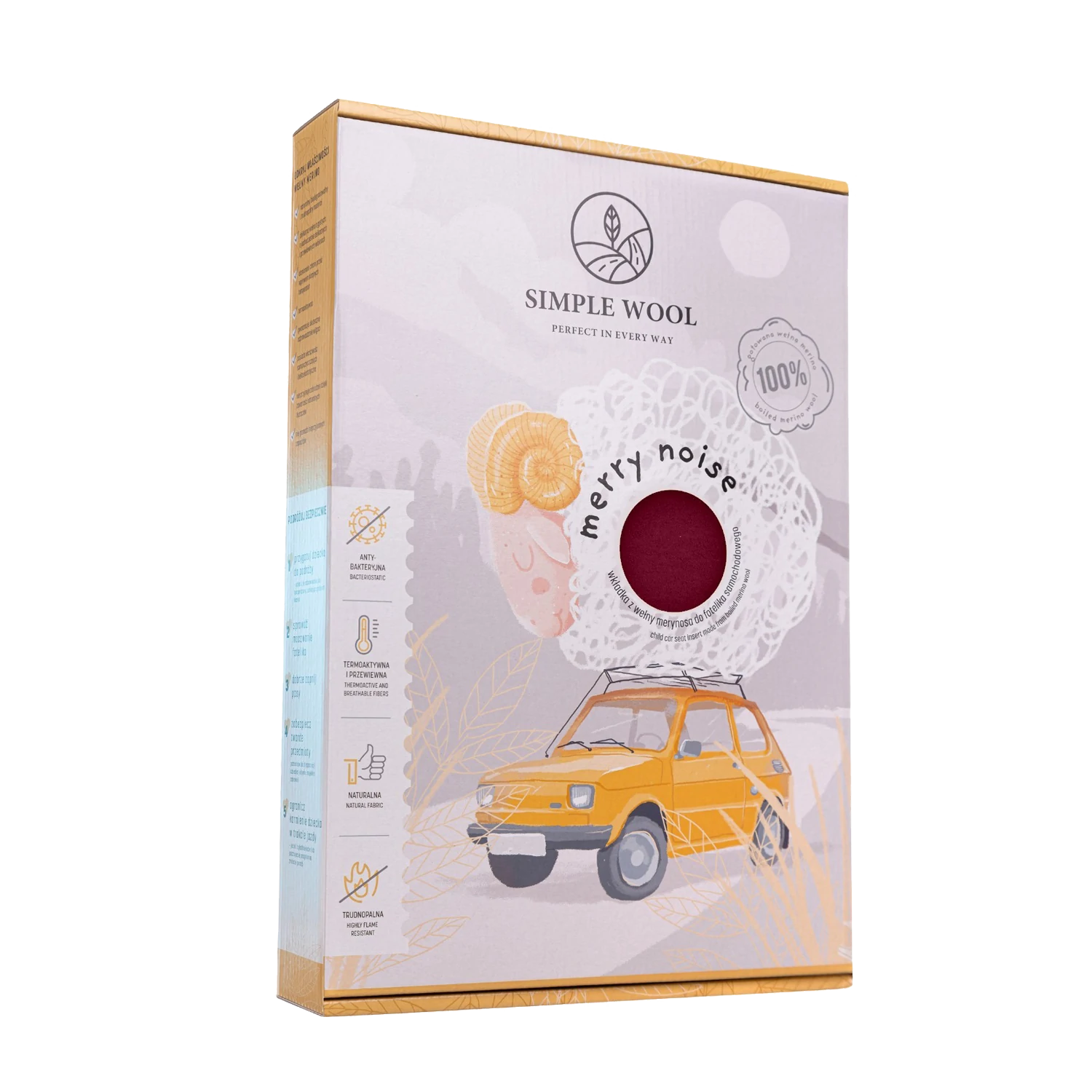 Wkładka Simple Wool do fotelika 0-13 kg | Bordowy