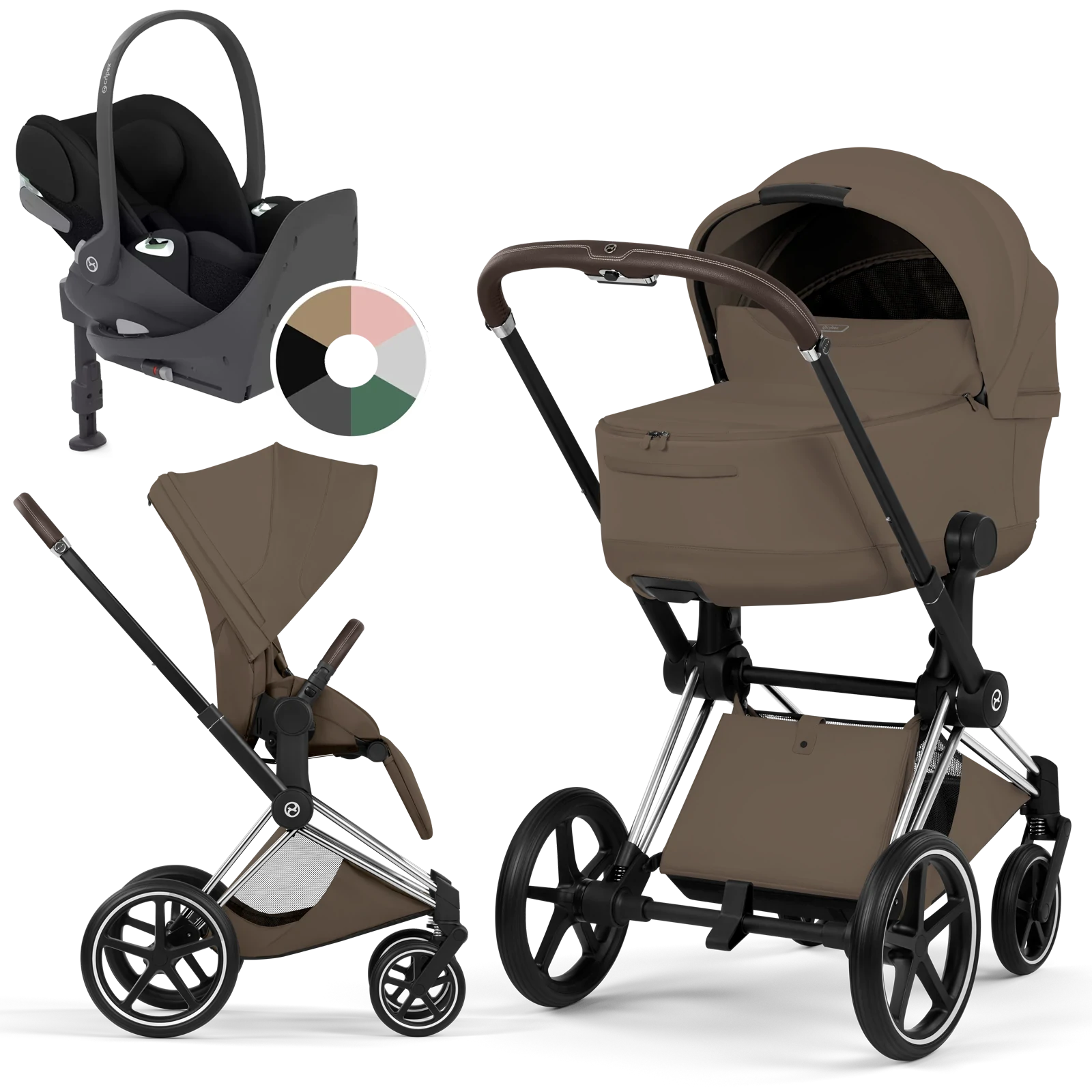 Cybex Priam 5.0 - wózek 4w1 | Coconut Brown - Chrome (Style)