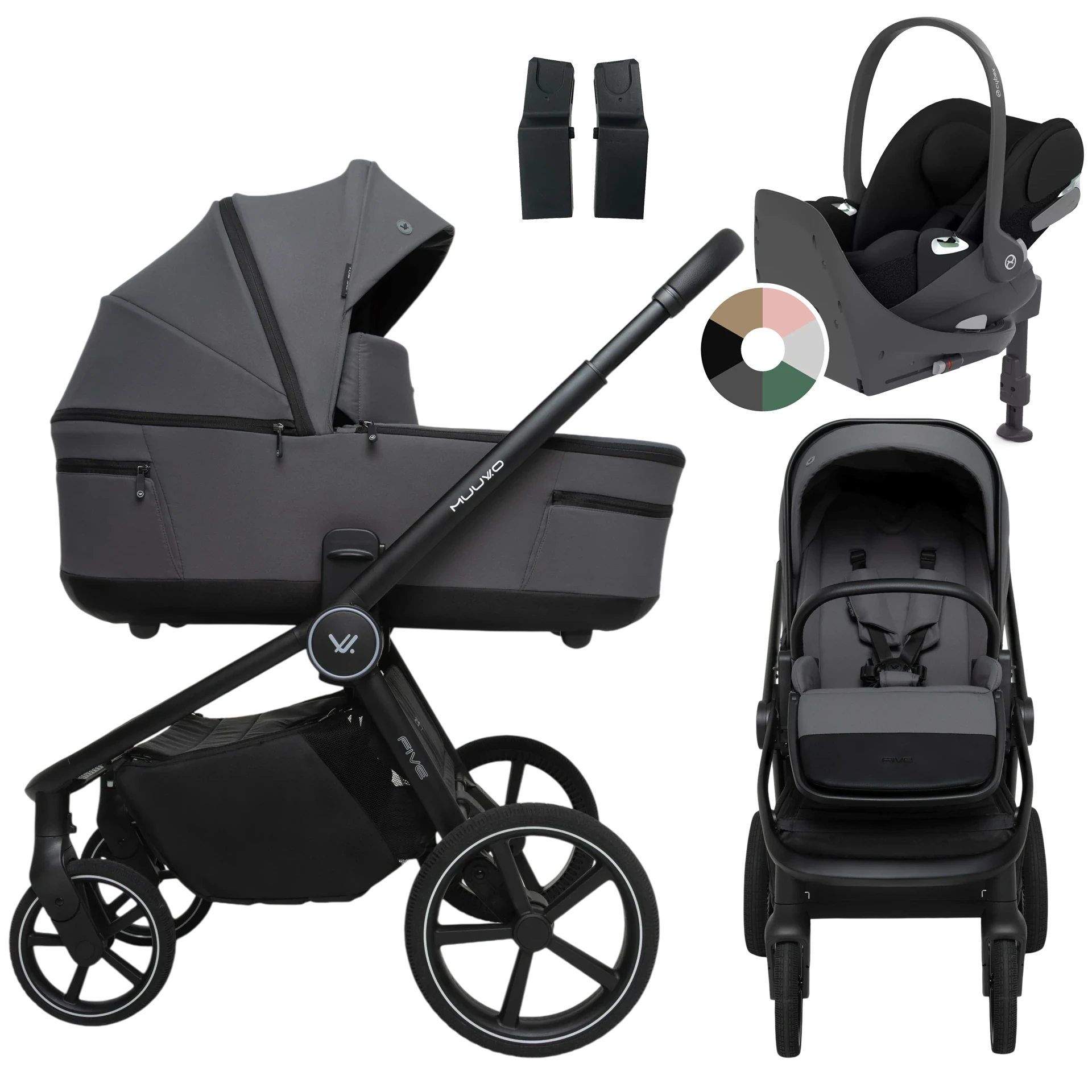 Muuvo Five + Cybex Cloud T + baza T +GRATIS - 4w1 | Iron Graphite