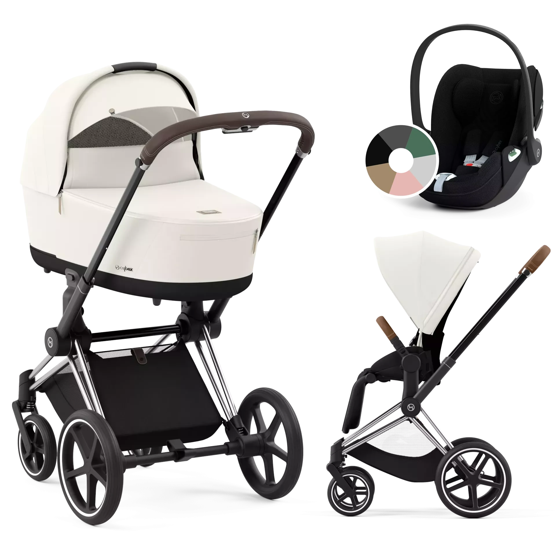 Cybex Priam 4.0 + Cybex Cloud T i-Size - 3w1 | Off White (Chrome Brown Frame)