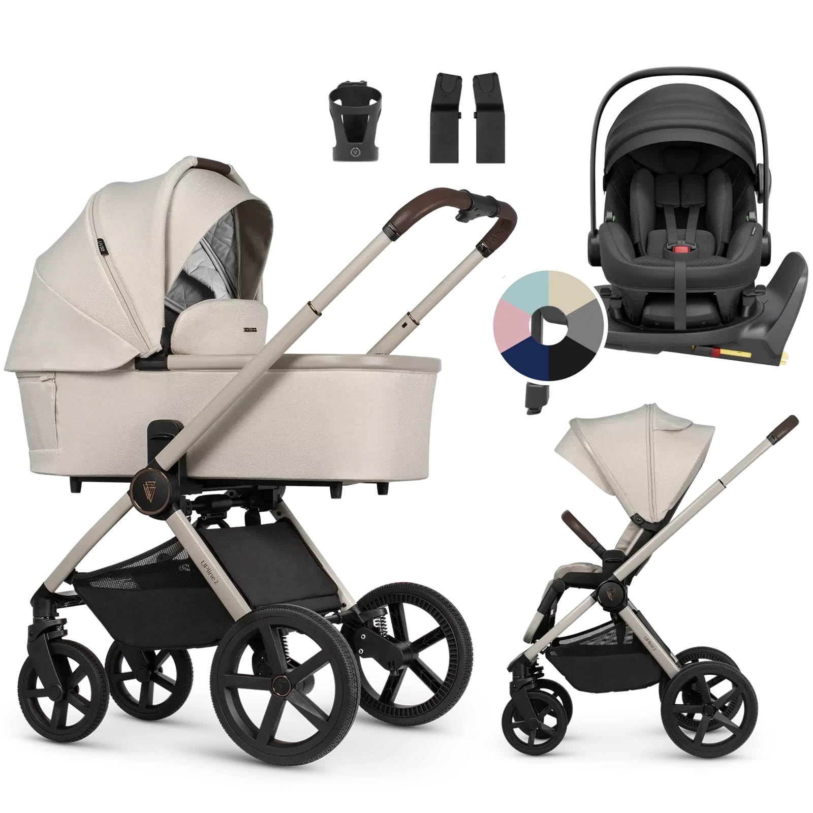 Venicci Upline 2 + Avionaut Pixel 3 + baza IQ Orbit + AKCESORIA - 4w1 | Stone Beige