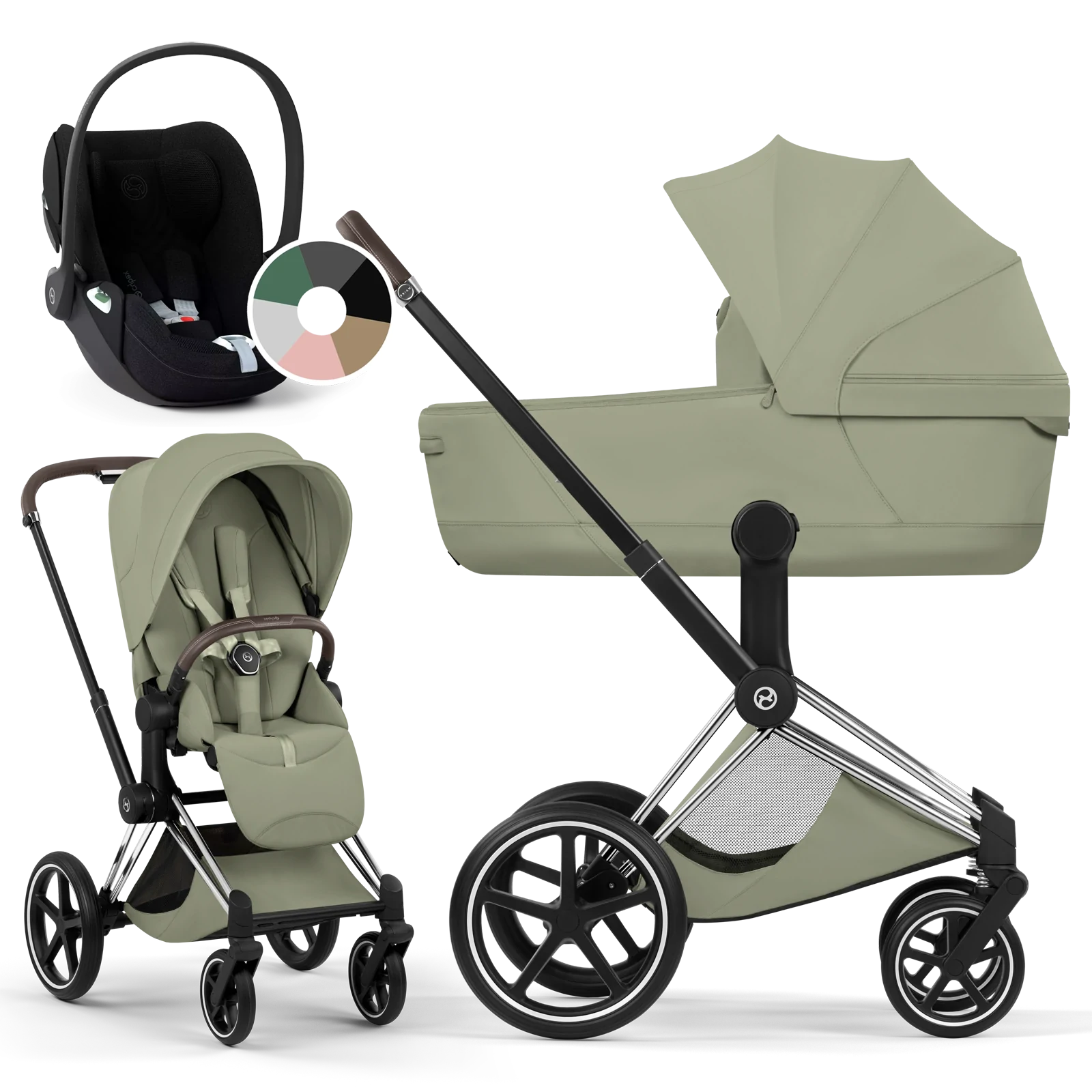 Cybex Priam 5.0 - wózek 3w1 | Sage Green - Chrome (Style)