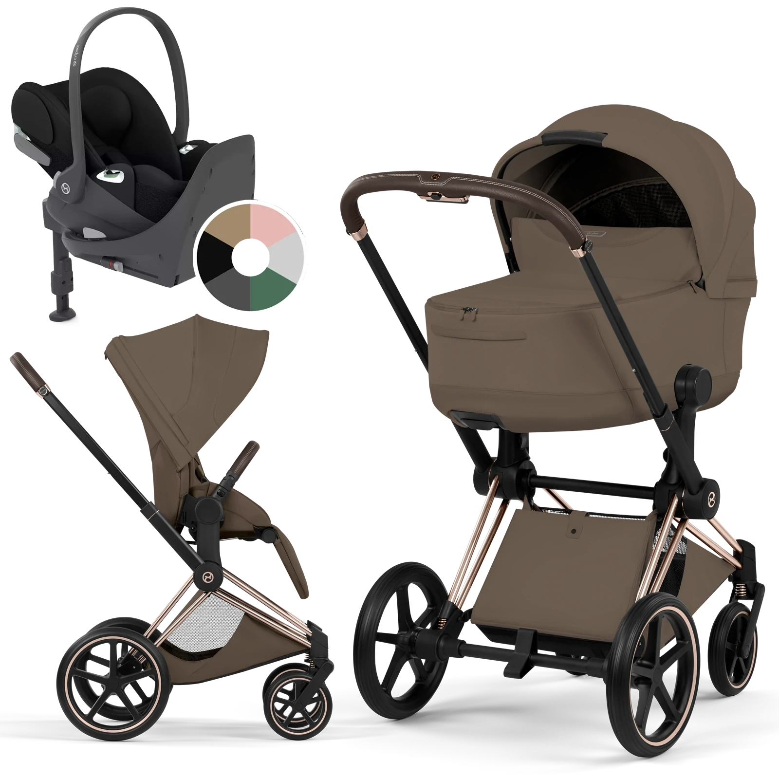 Cybex Priam 5.0 - wózek 4w1 | Coconut Brown - Rosegold (Style)