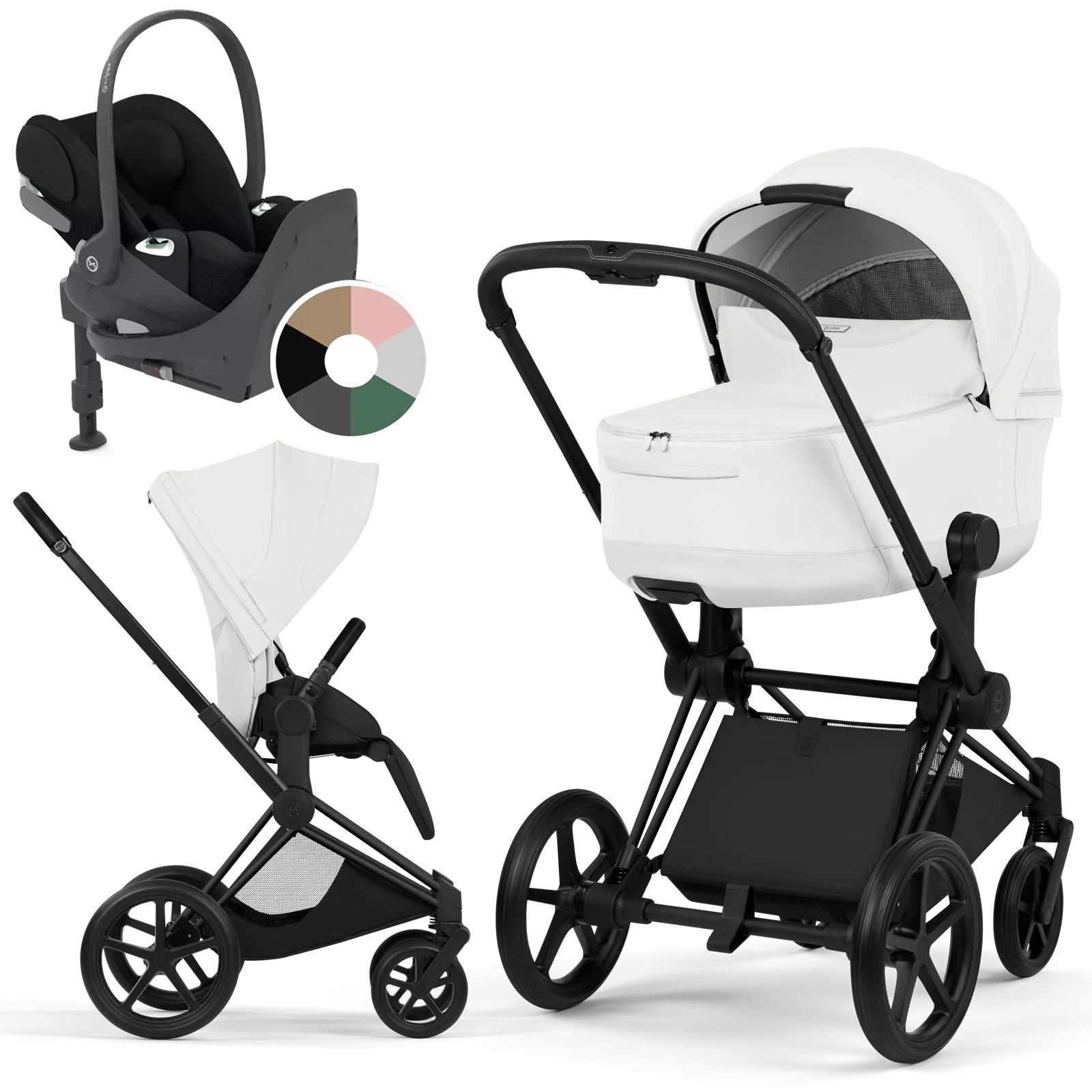 Cybex Priam 5.0 - wózek 4w1 | Off White - Matt Black (Style)
