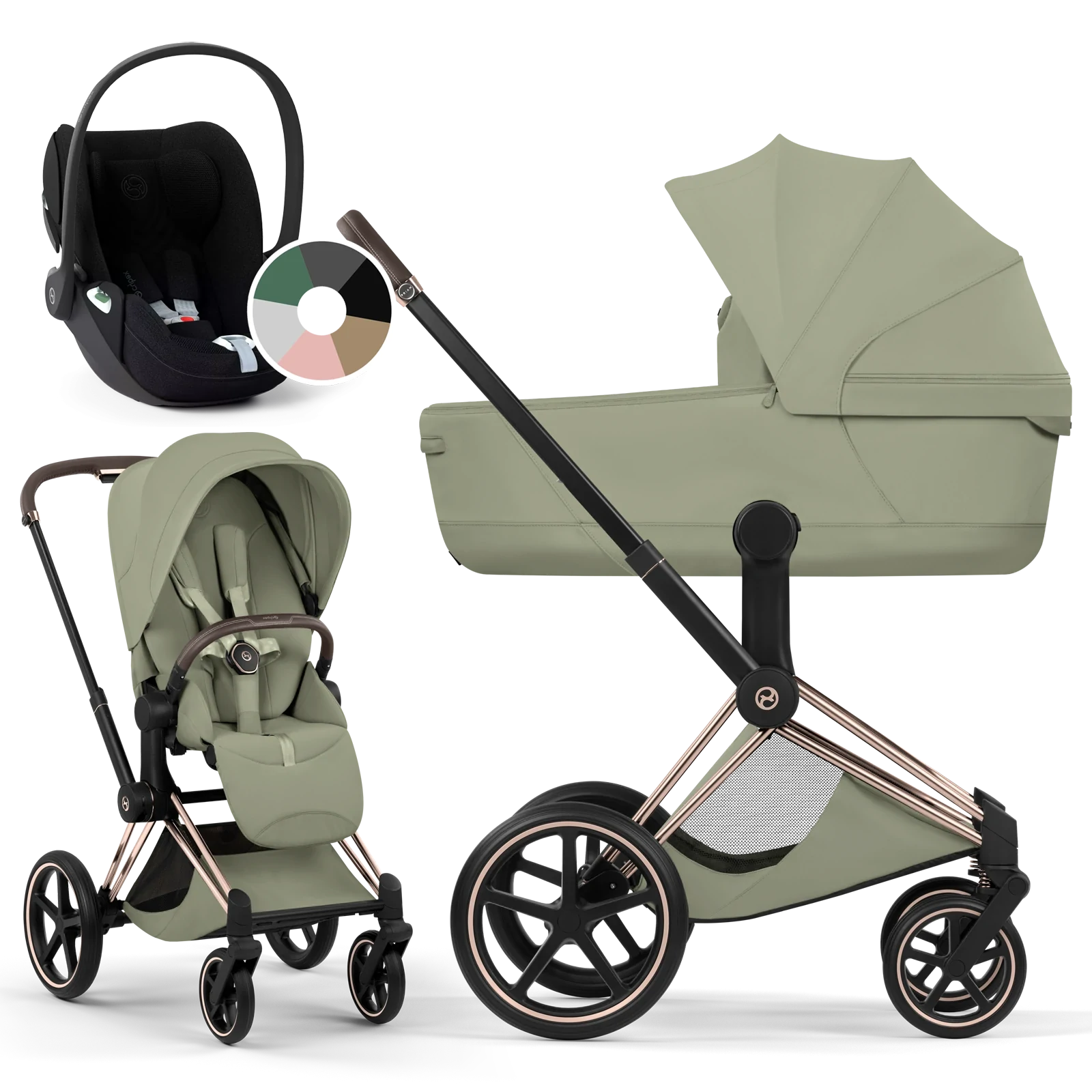 Cybex Priam 5.0 - wózek 3w1 | Sage Green - Rosegold (Style)