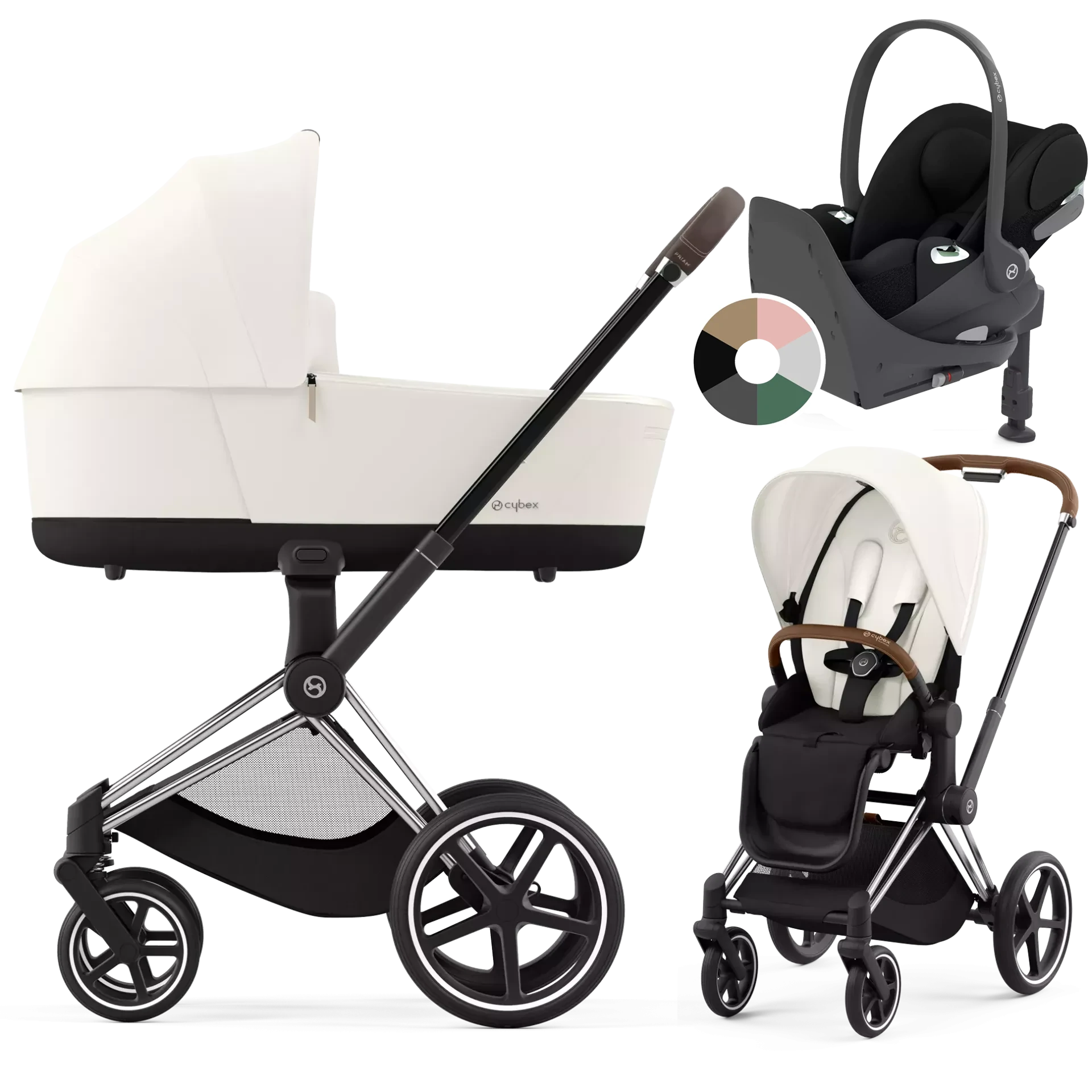 Cybex Priam 4.0 + Cybex Cloud T i-Size + baza T - 4w1 | Off White (Chrome Brown Frame)