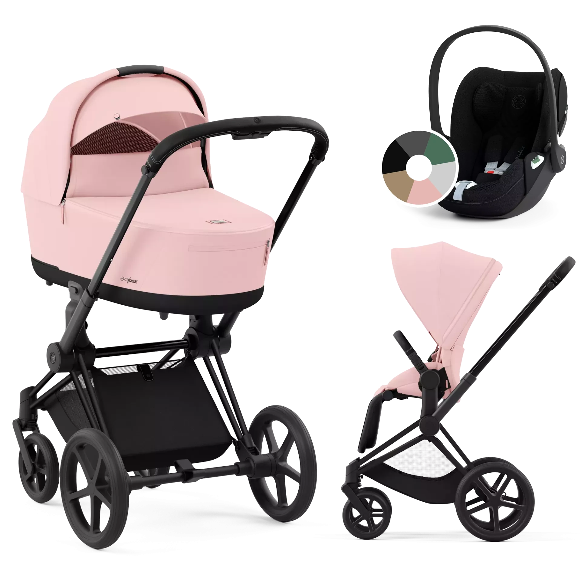 Cybex Priam 4.0 + Cybex Cloud T i-Size - 3w1 | Peach Pink (Matt Black Frame)