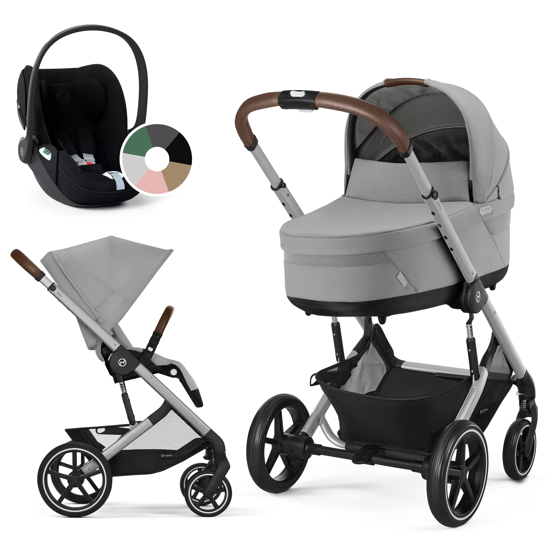 Cybex Balios S Lux + Cybex Cloud T i-Size - wózek 3w1 | Stone Grey
